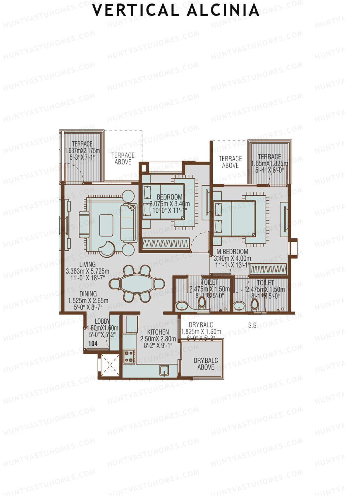 Vertical Alcinia Wing C Unit 4 Floor Plan