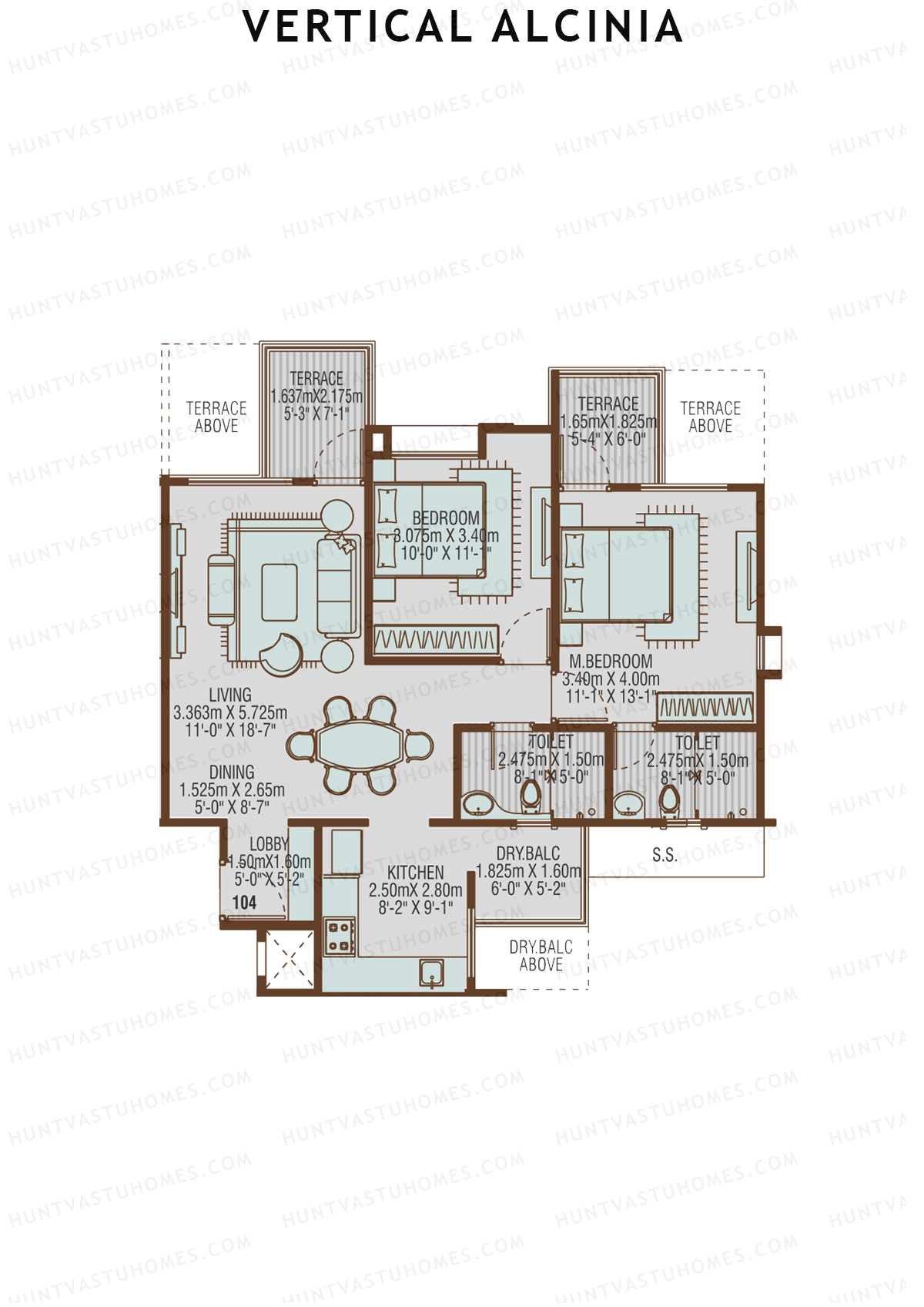 Vertical Alcinia Wing C Unit 4 Floor Plan