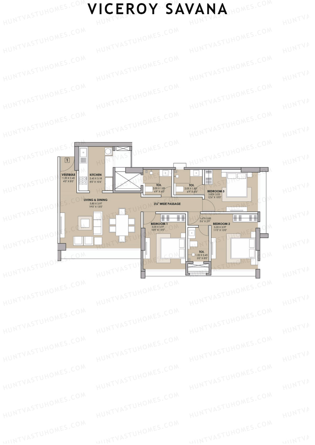 Viceroy Savana Tower A Unit 1 Floor Plan