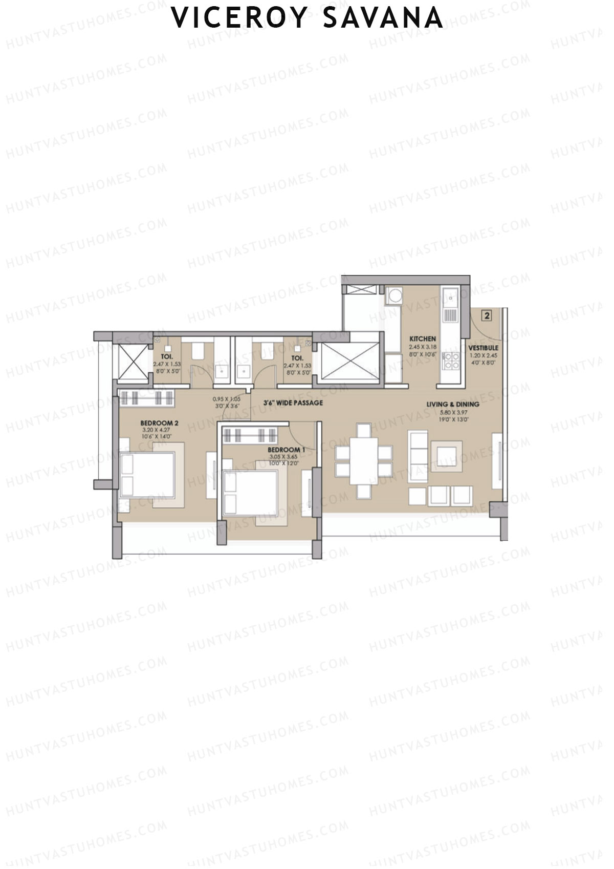 Viceroy Savana Tower A Unit 2 Floor Plan