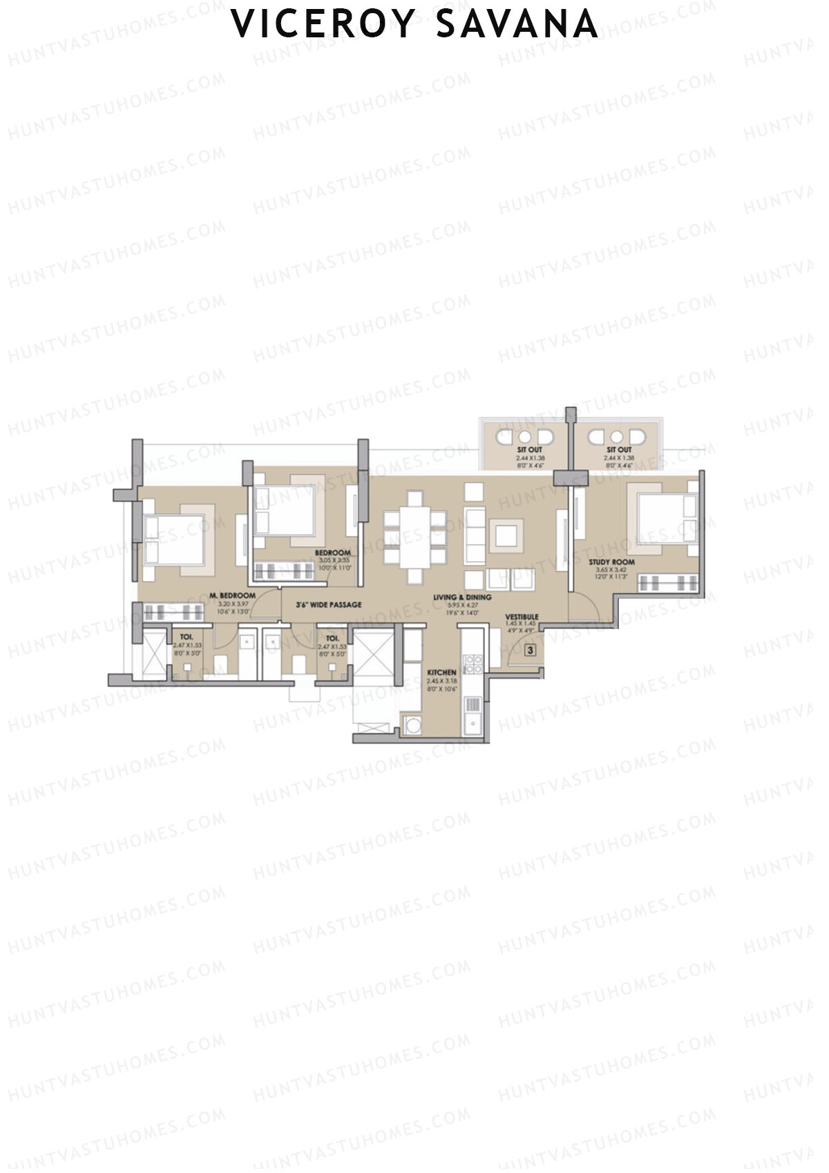 Viceroy Savana Tower B Unit 3 Floor Plan