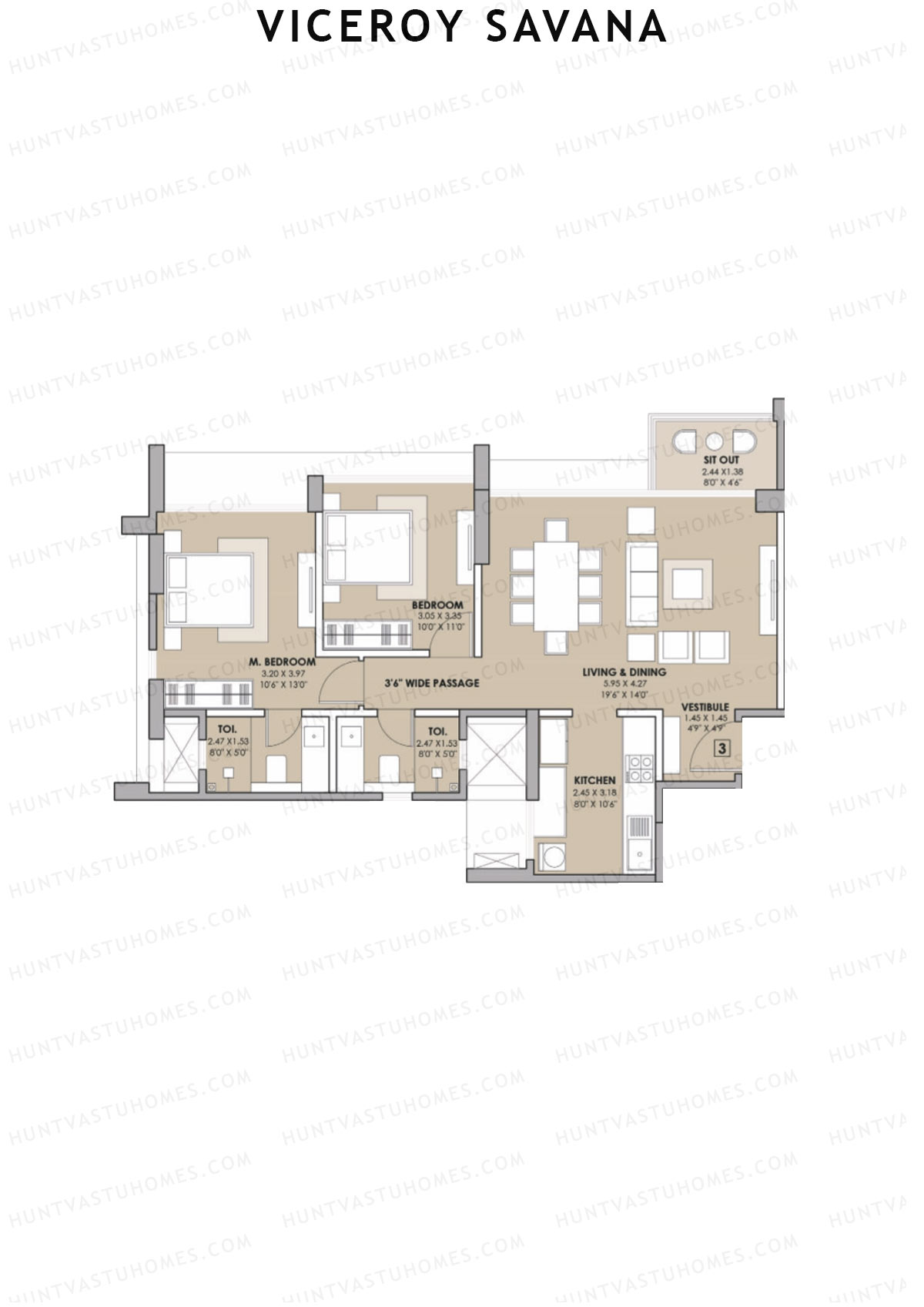 Viceroy Savana Tower B Unit 3 Floor Plan