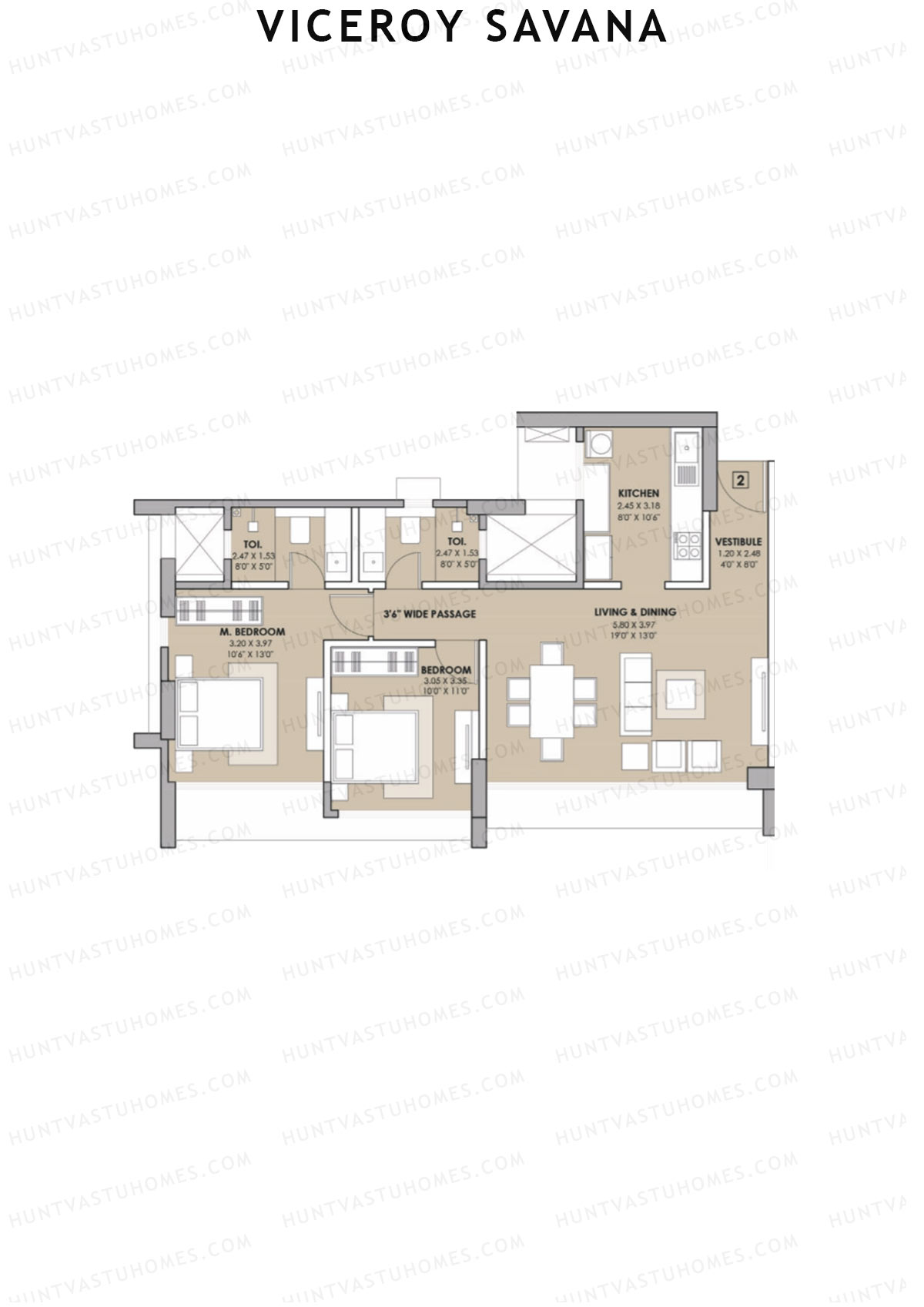 Viceroy Savana Tower B Unit 2 Floor Plan