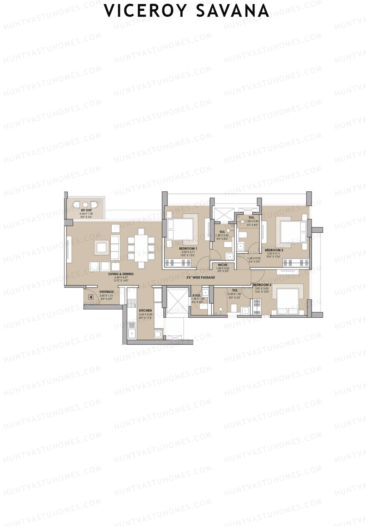 Viceroy Savana Tower B Unit 4 Floor Plan