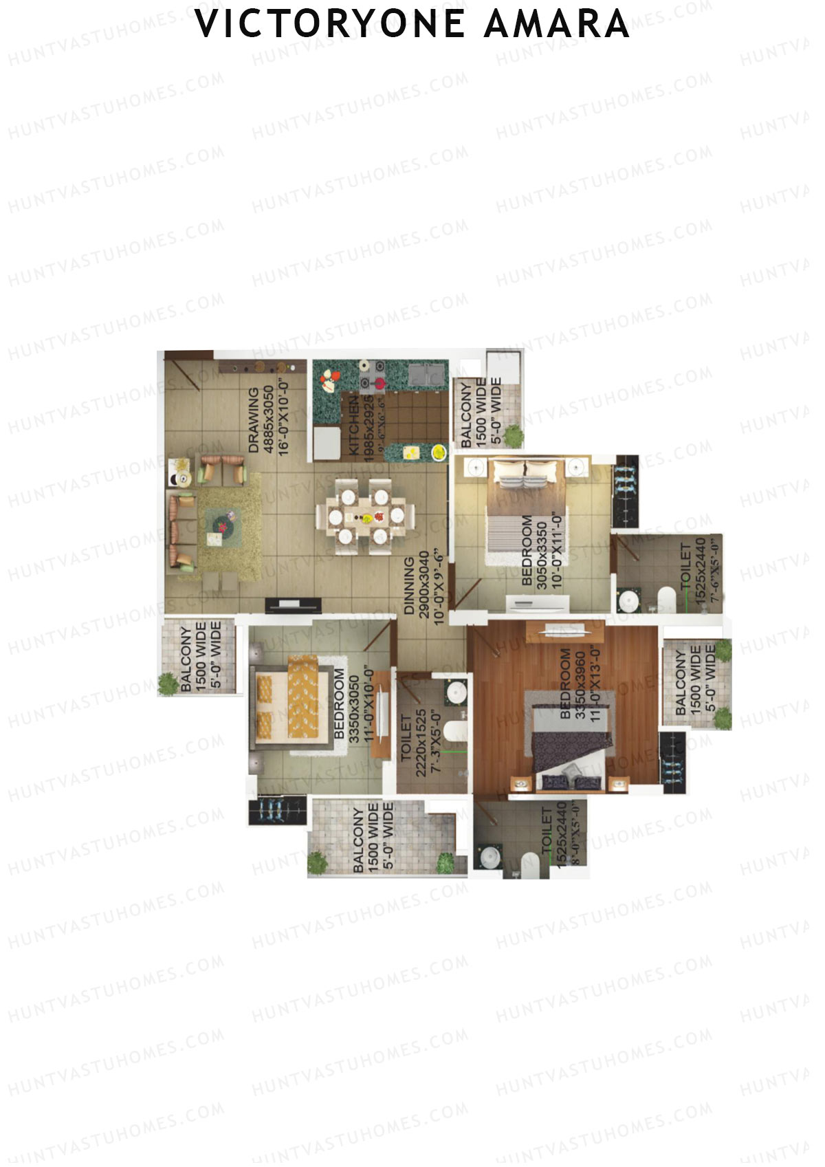 Victoryone Amara Tower A Unit 2 Floor Plan