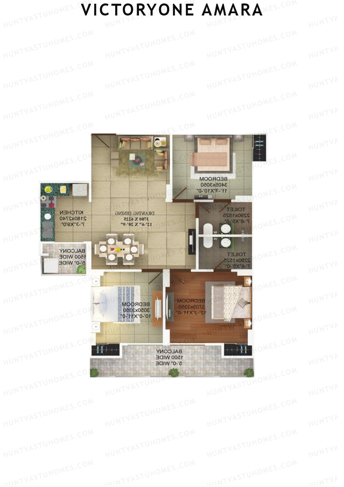 Victoryone Amara Tower A Unit 3 Floor Plan