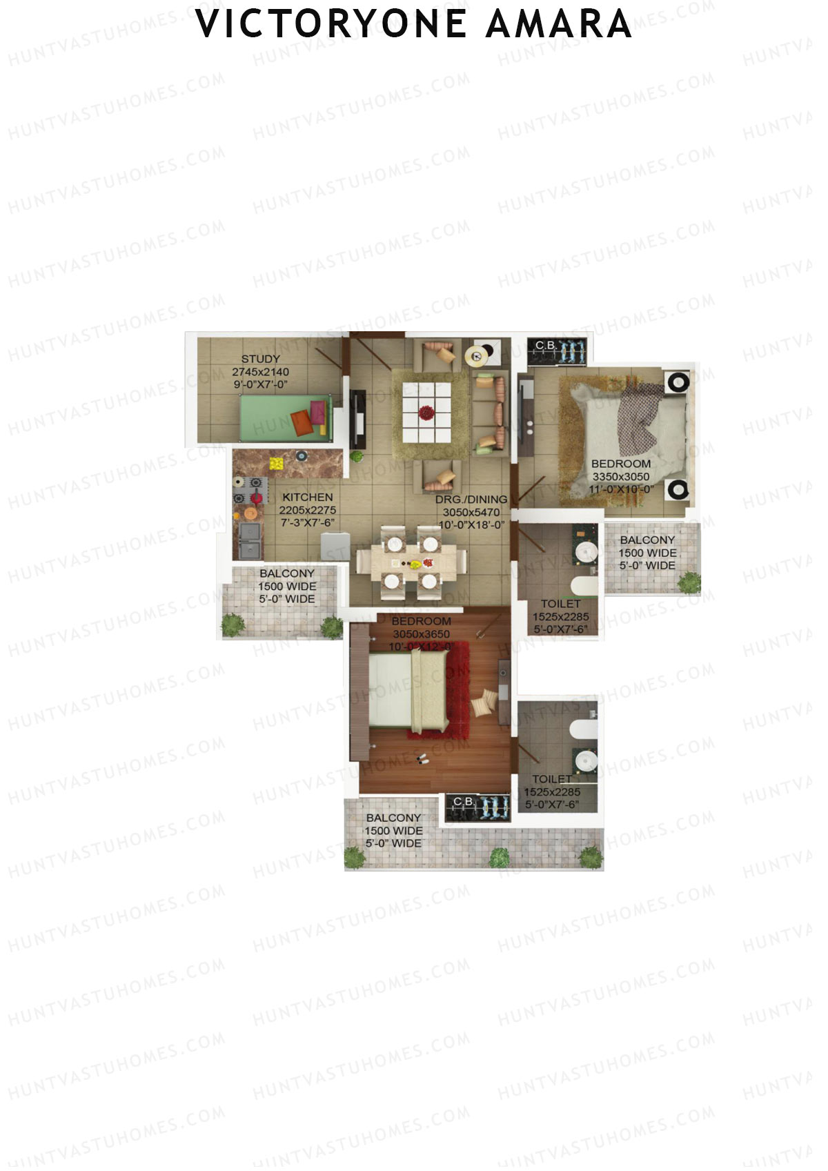 Victoryone Amara Tower C Unit 3 Floor Plan