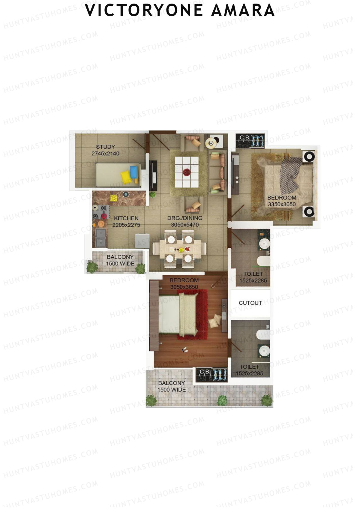 Victoryone Amara Tower D Unit 3 Floor Plan