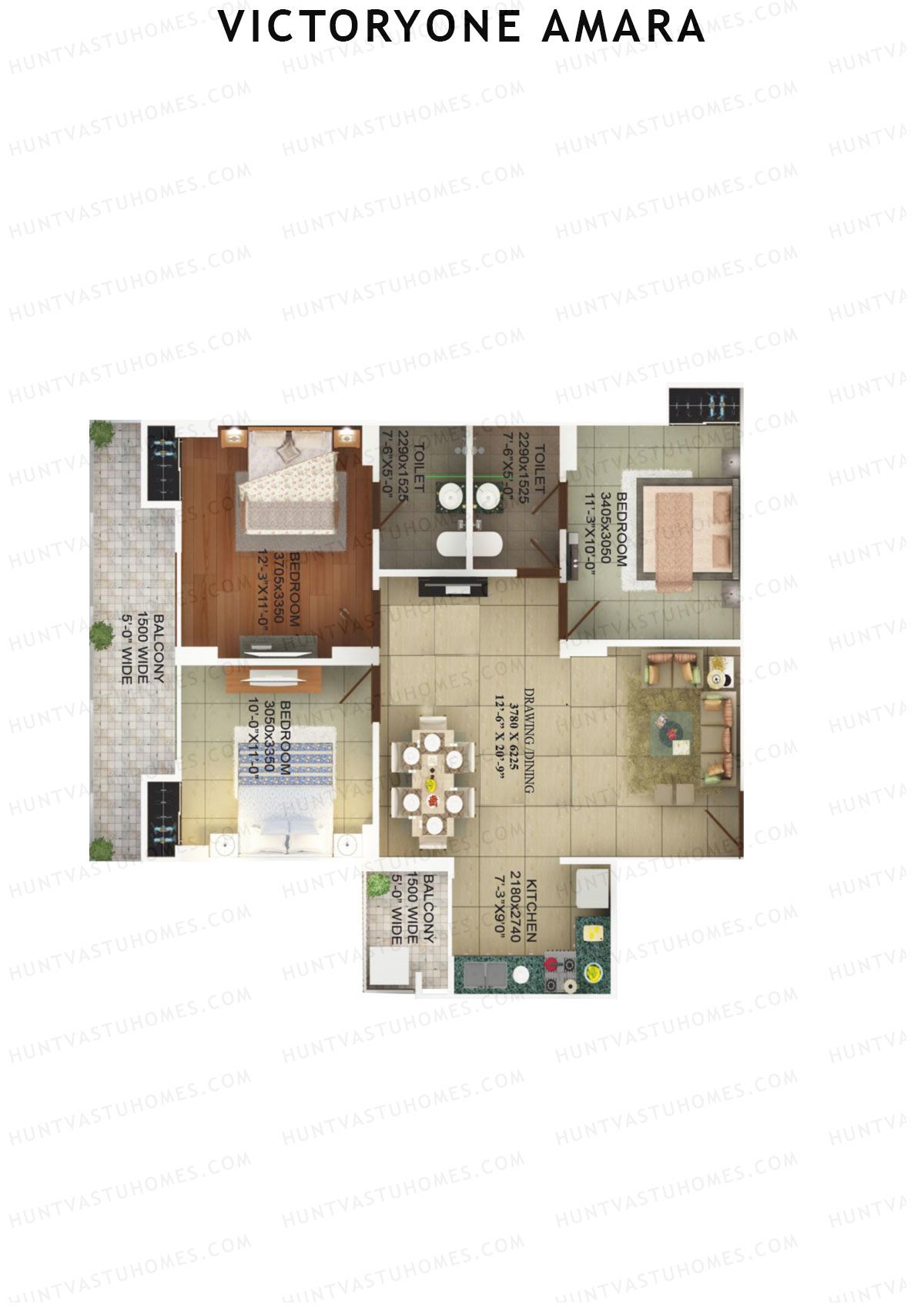 Victoryone Amara Tower F Unit 3 Floor Plan