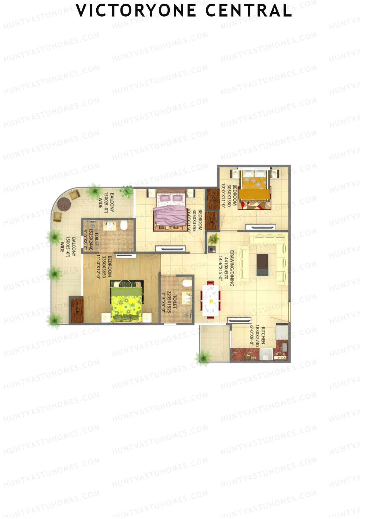 Victoryone Central Tower B Unit 1 Floor Plan