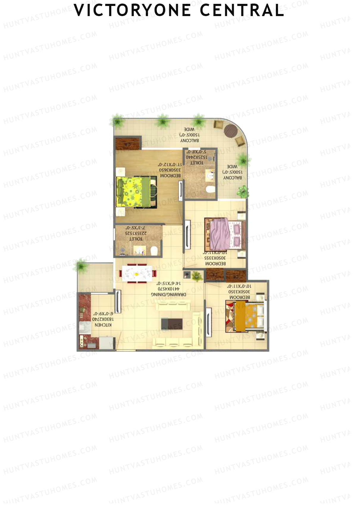 Victoryone Central Tower B Unit 2 Floor Plan