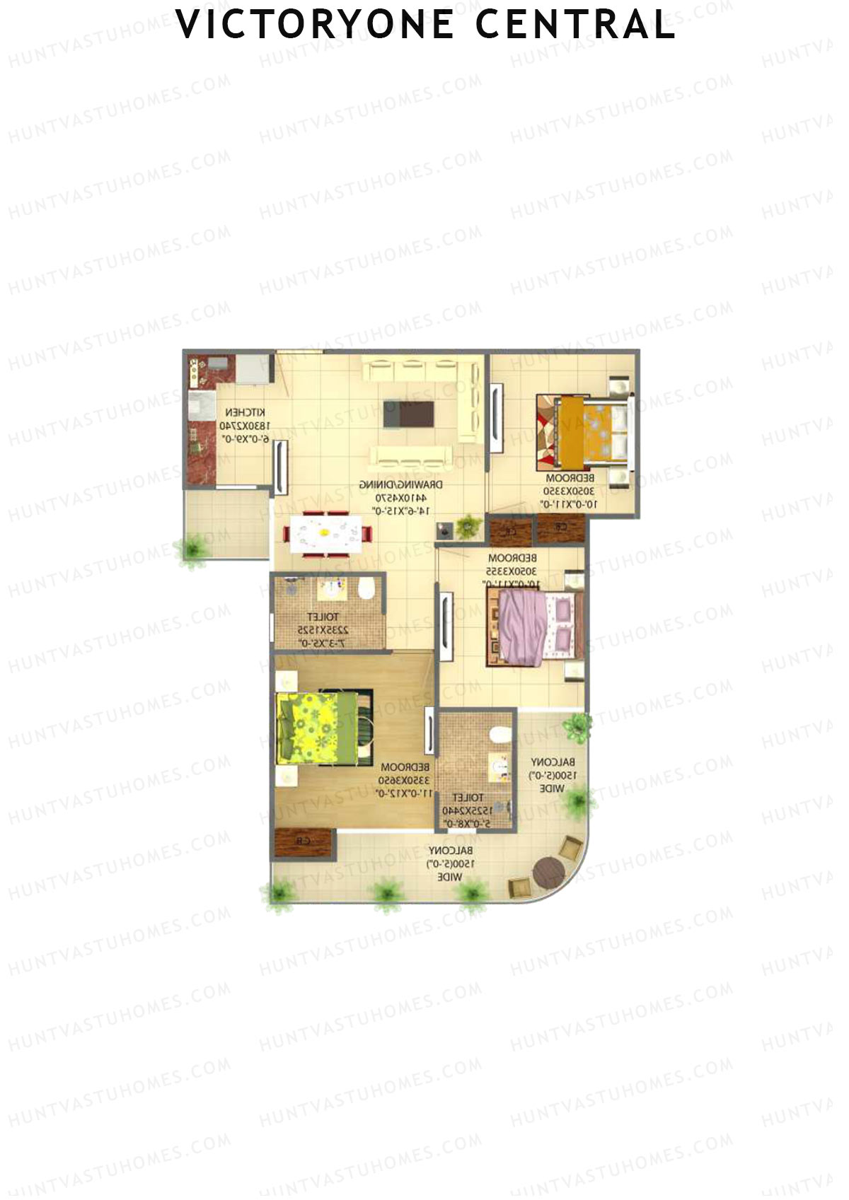 Victoryone Central Tower B Unit 3 Floor Plan