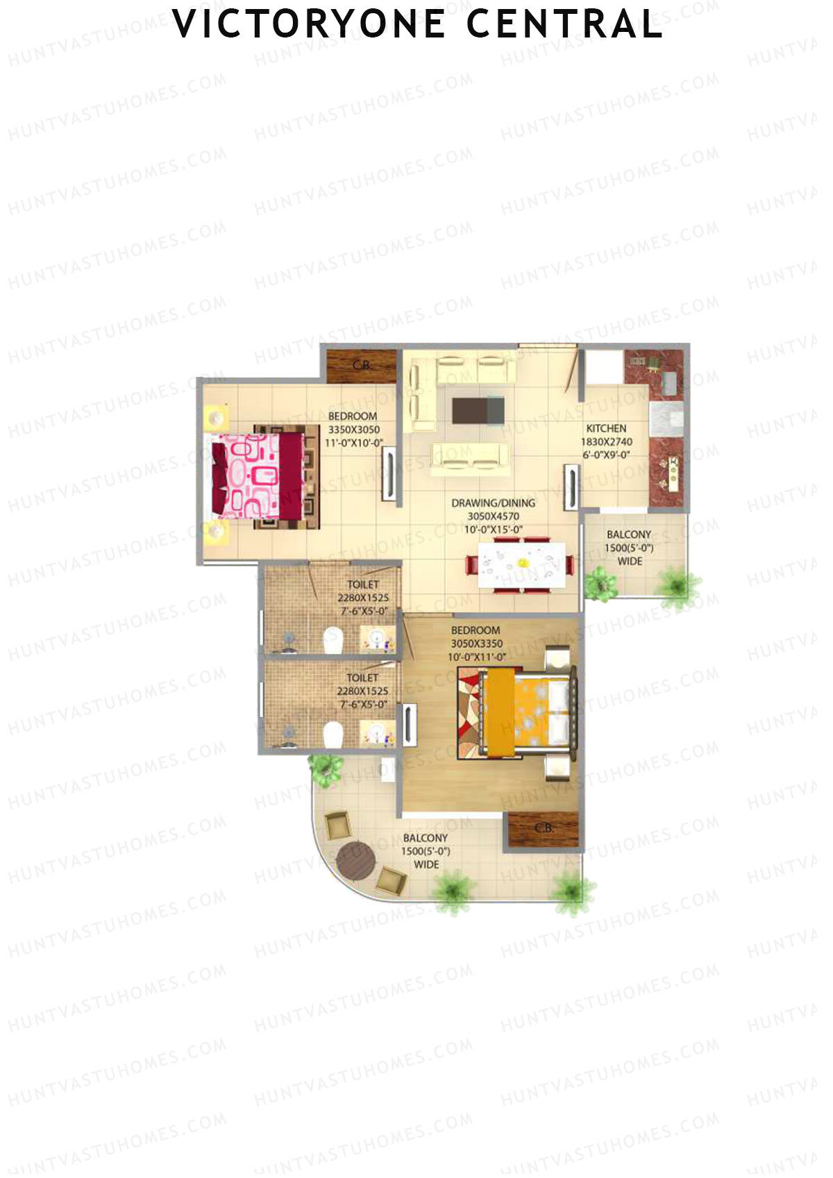 Victoryone Central Tower F Unit 2 Floor Plan