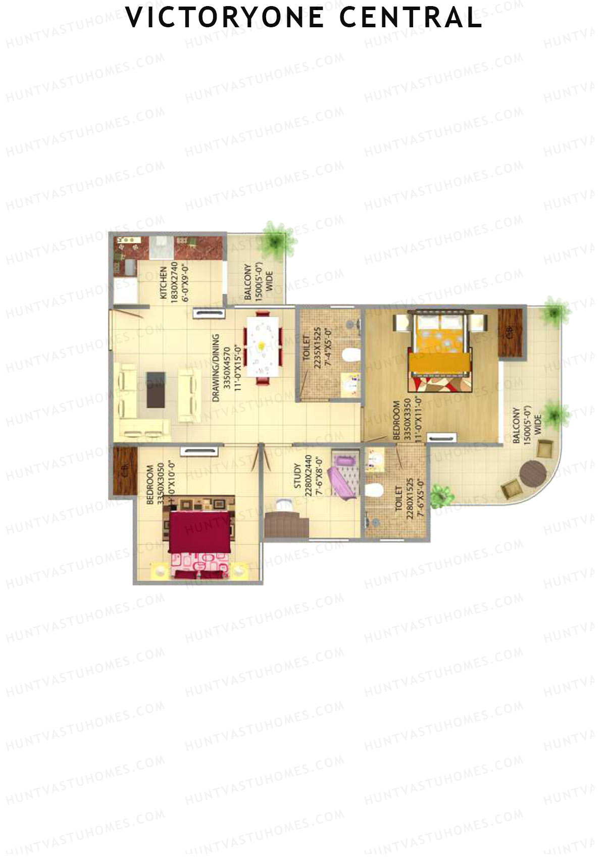Victoryone Central Tower H Unit 1 Floor Plan
