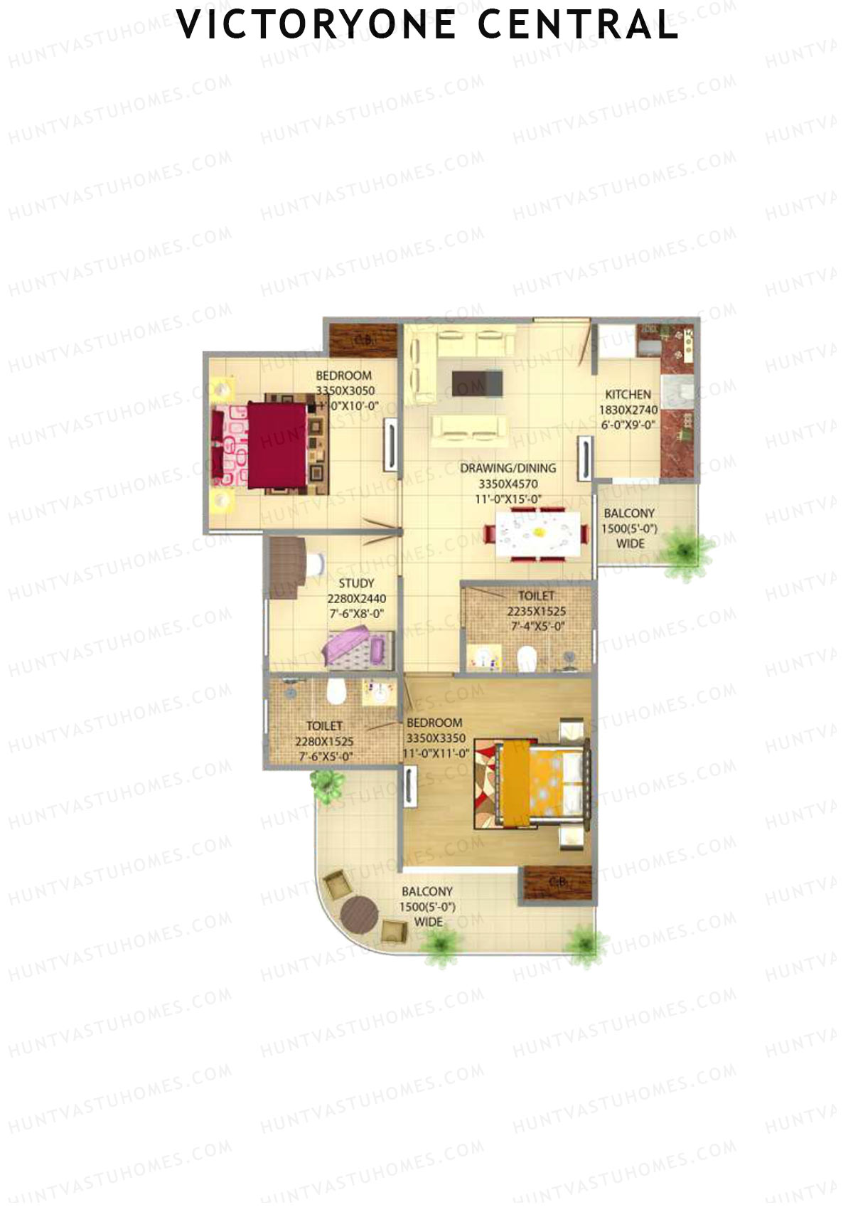 Victoryone Central Tower H Unit 2 Floor Plan