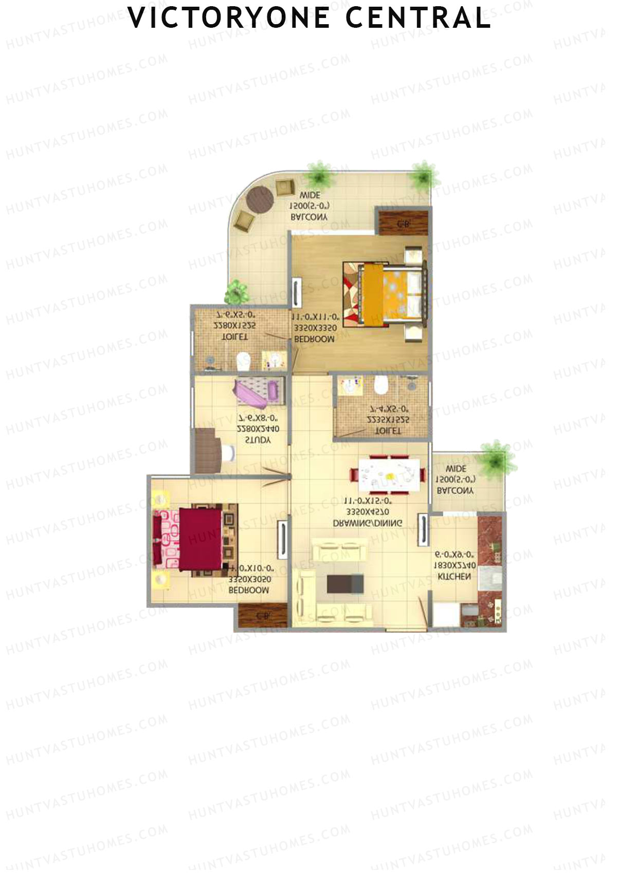 Victoryone Central Tower H Unit 3 Floor Plan