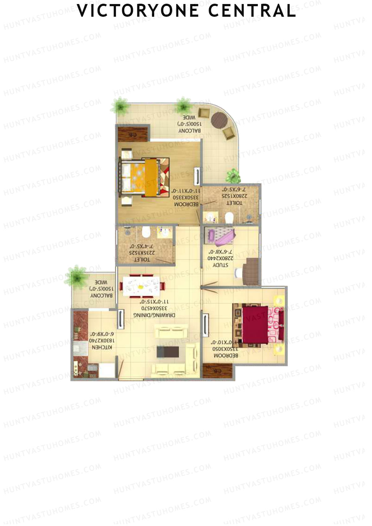 Victoryone Central Tower H Unit 4 Floor Plan