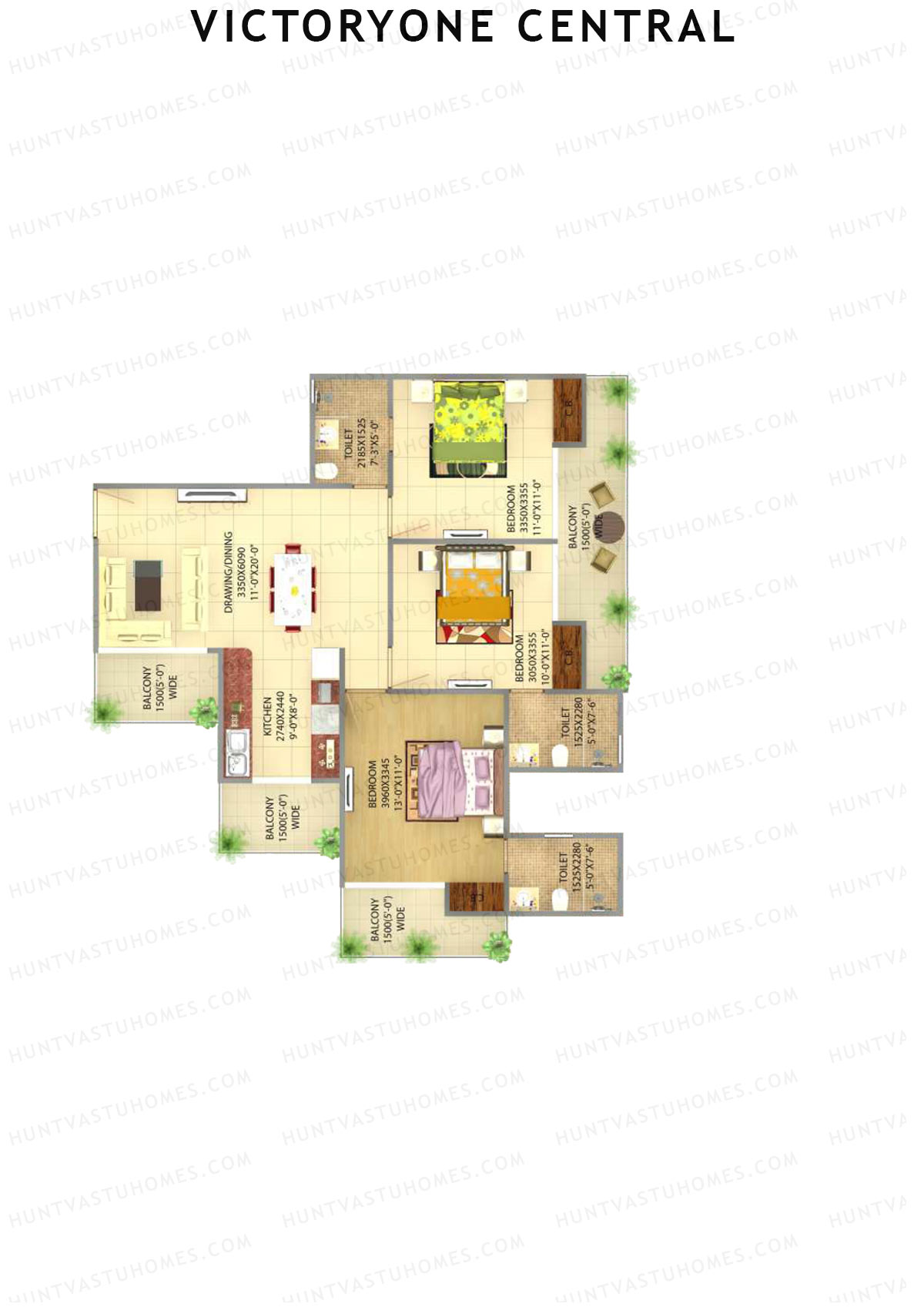 Victoryone Central Tower K Unit 3 Floor Plan