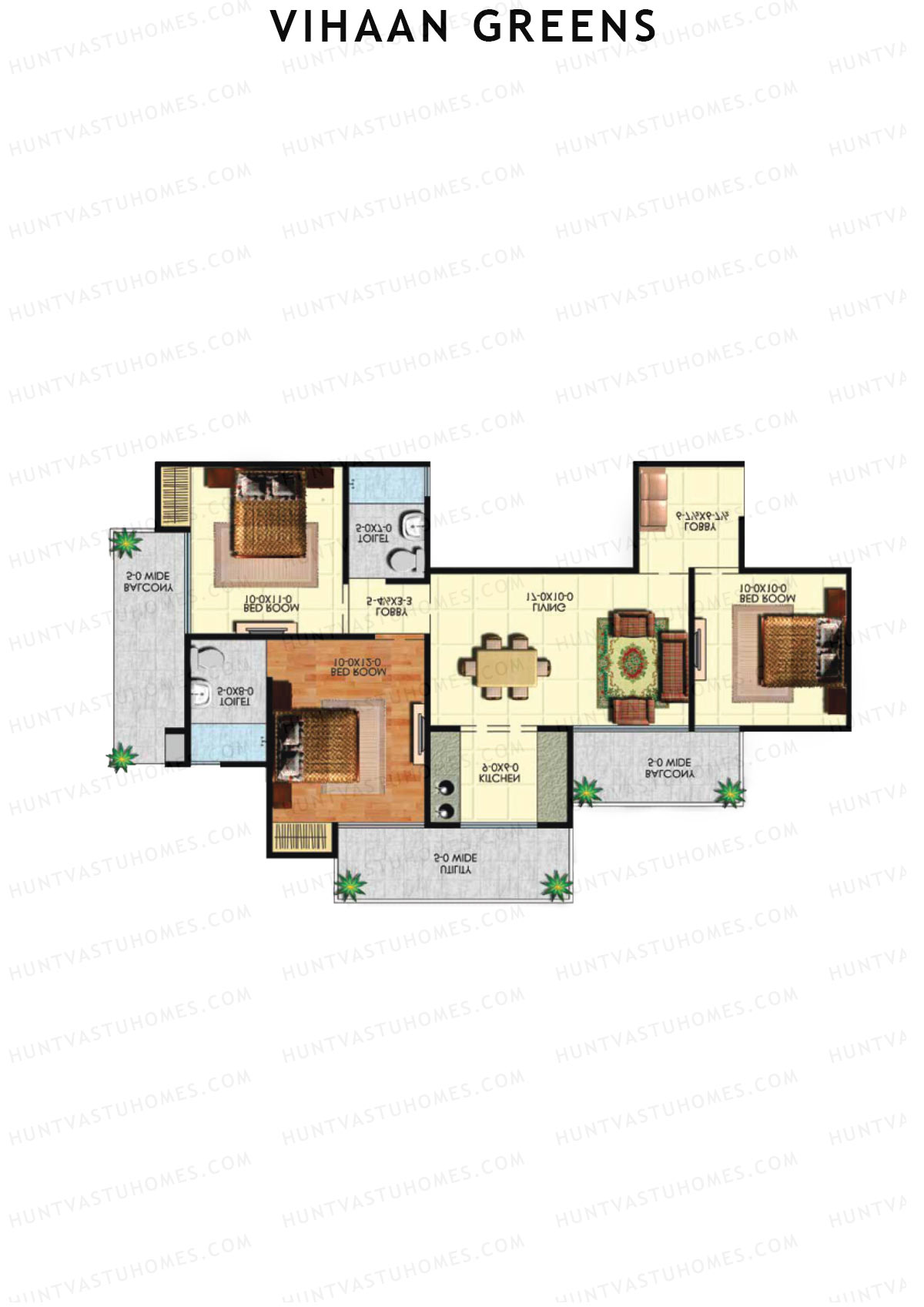 Vihaan Greens Tower A Unit 1 (Type 3) Floor Plan