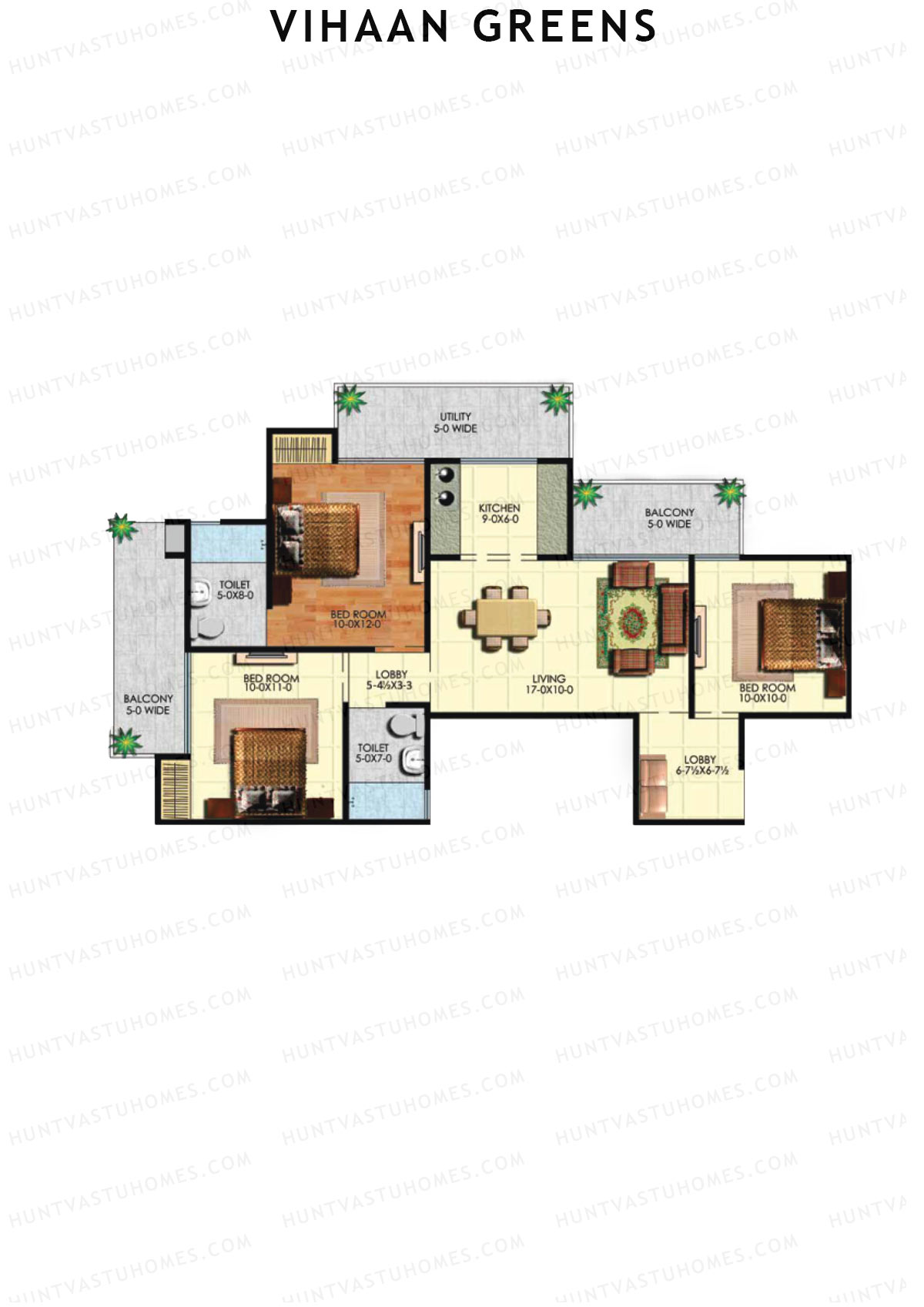 Vihaan Greens Tower A Unit 2 (Type 3) Floor Plan