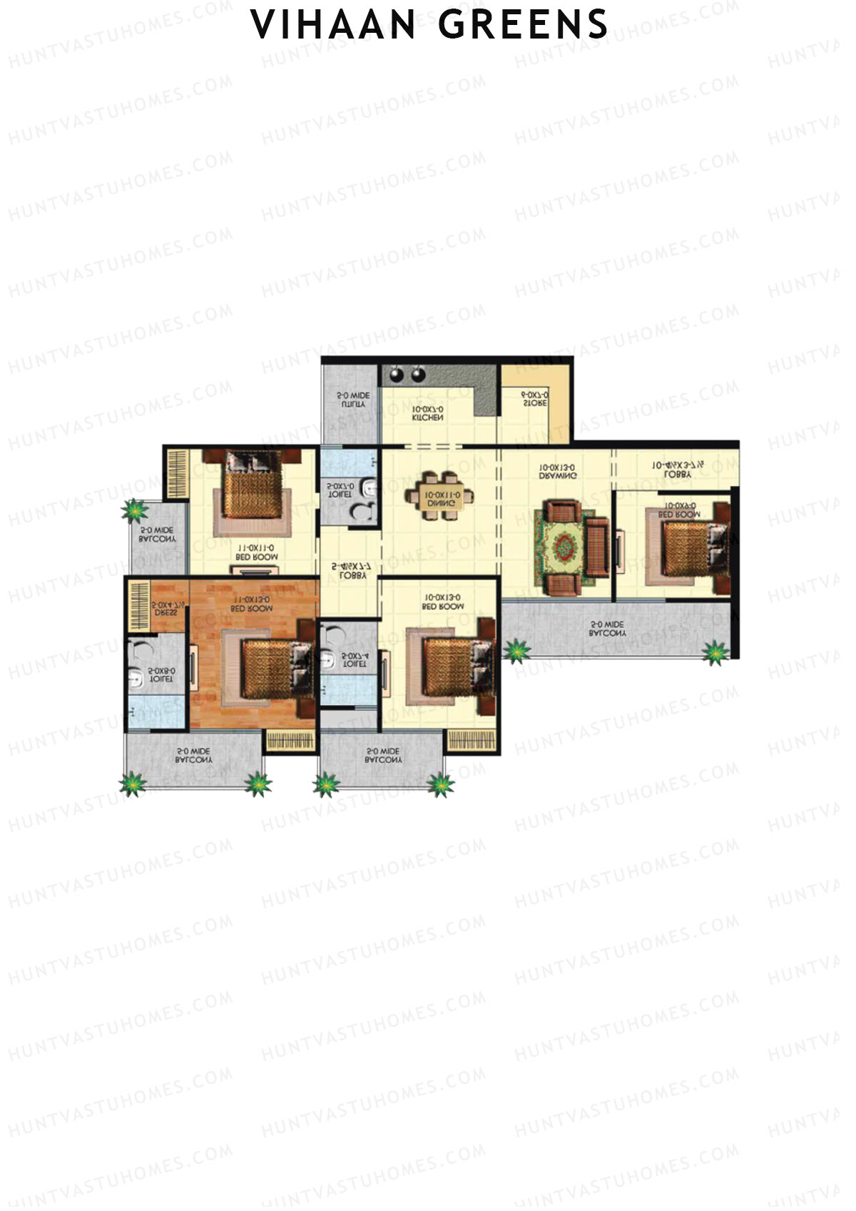 Vihaan Greens Tower B Unit 5 (Type 4) Floor Plan