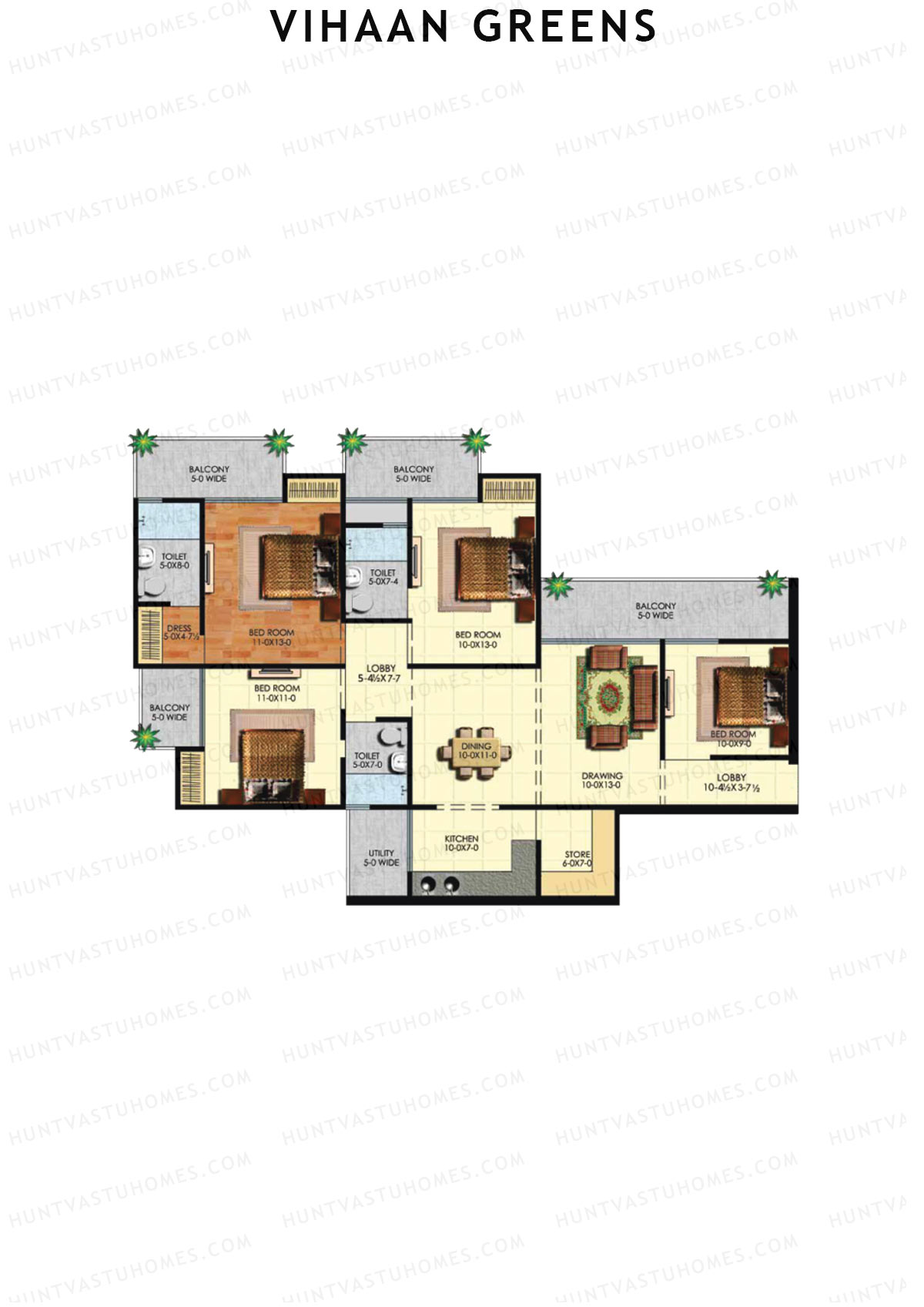 Vihaan Greens Tower B Unit 6 (Type 4) Floor Plan