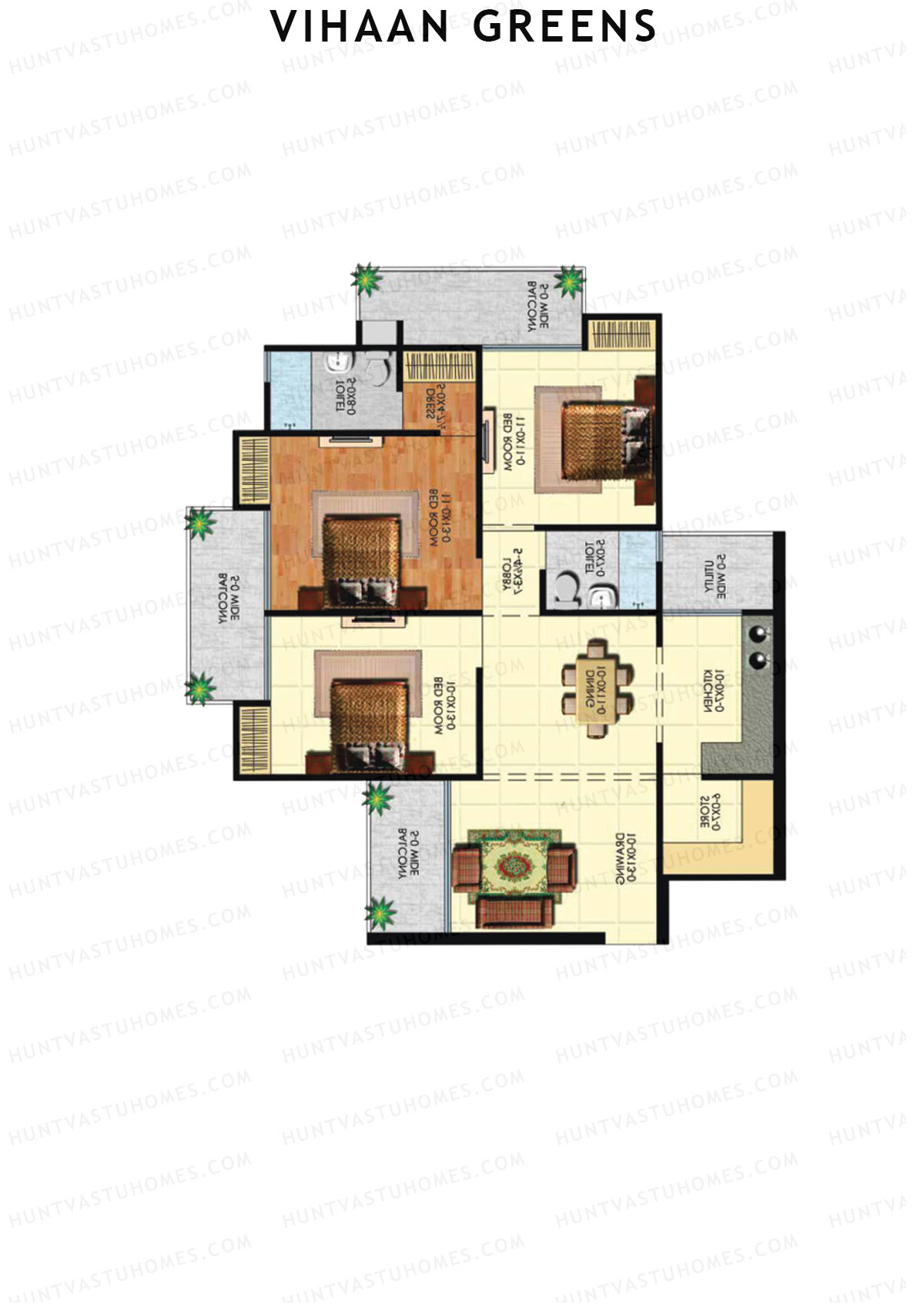 Vihaan Greens Tower B Unit 7 (Type 3A) Floor Plan