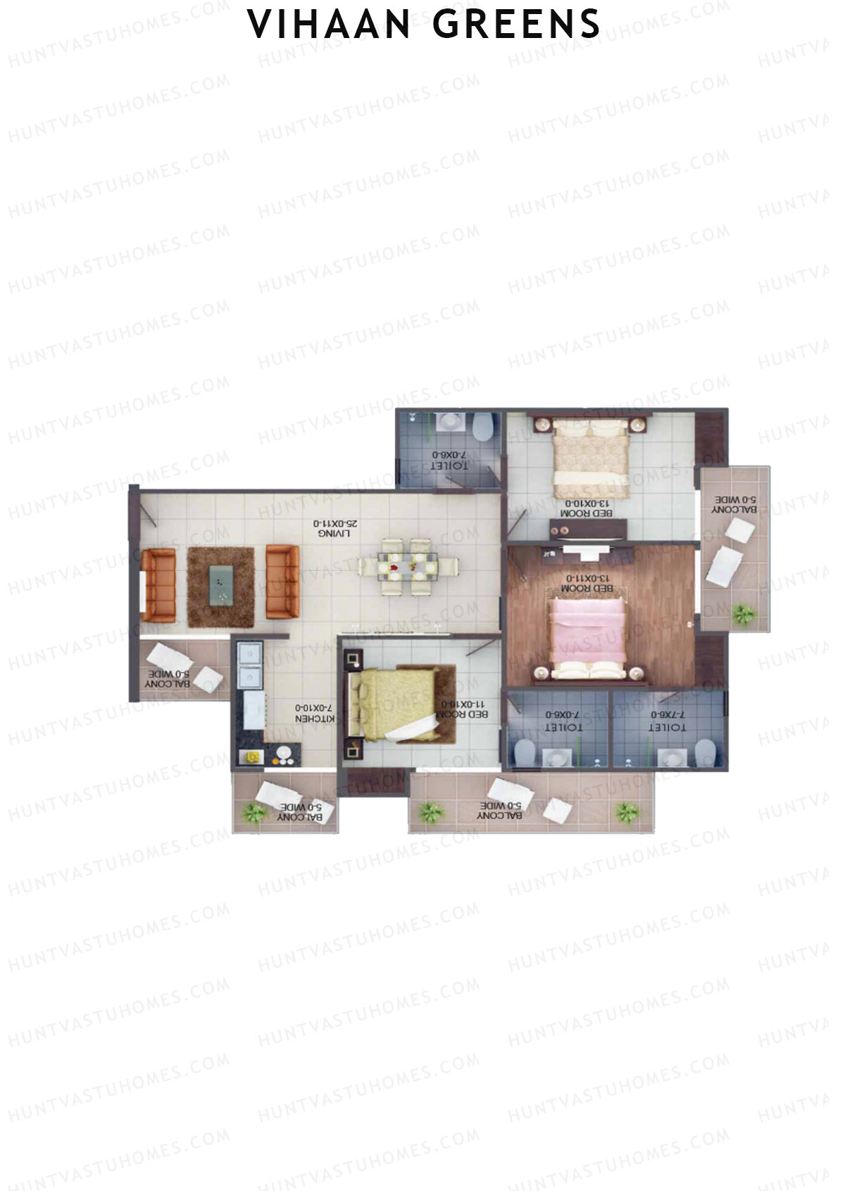 Vihaan Greens Tower C Unit 1 (Type 3B) Floor Plan