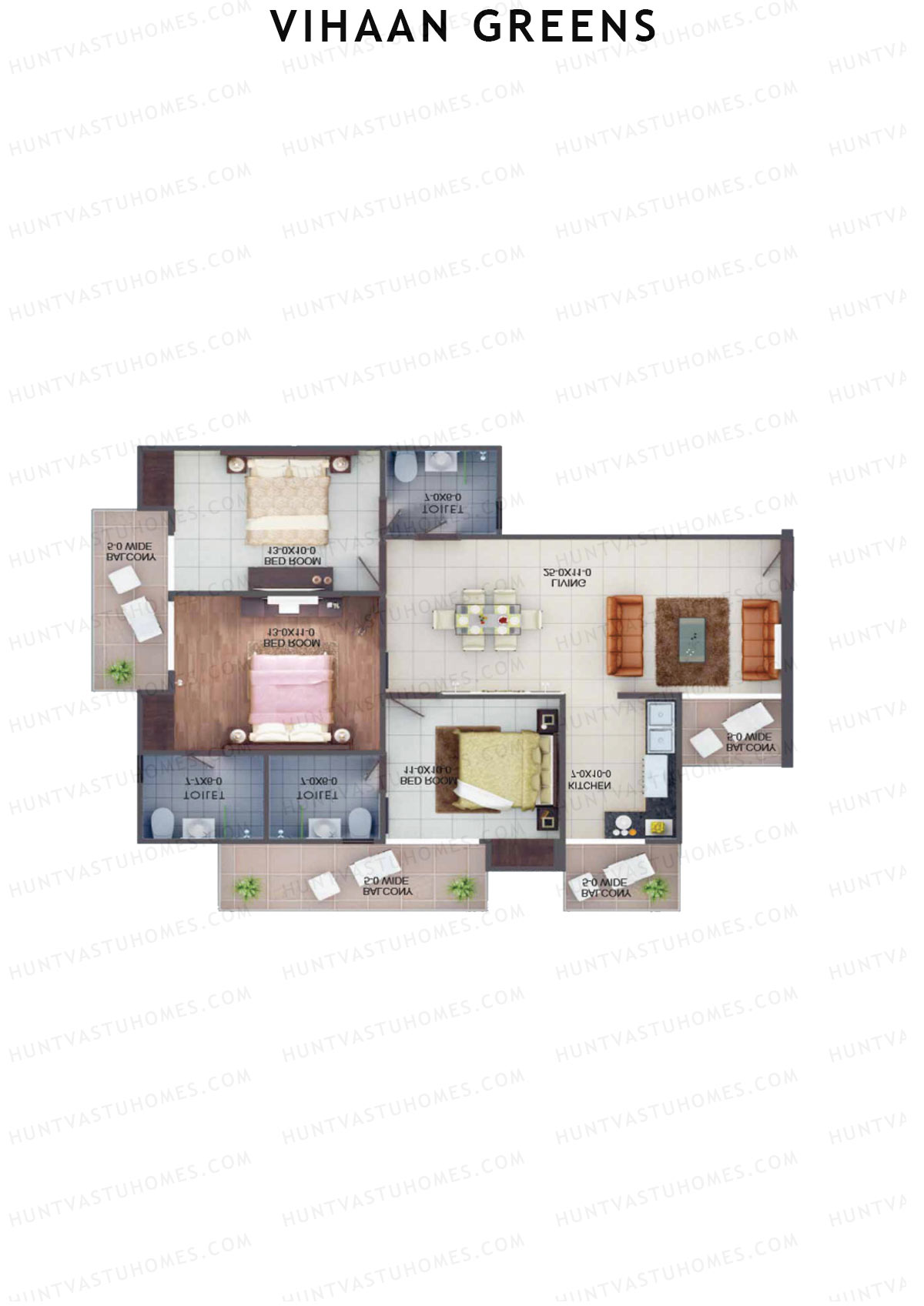 Vihaan Greens Tower C Unit 2 (Type 3B) Floor Plan