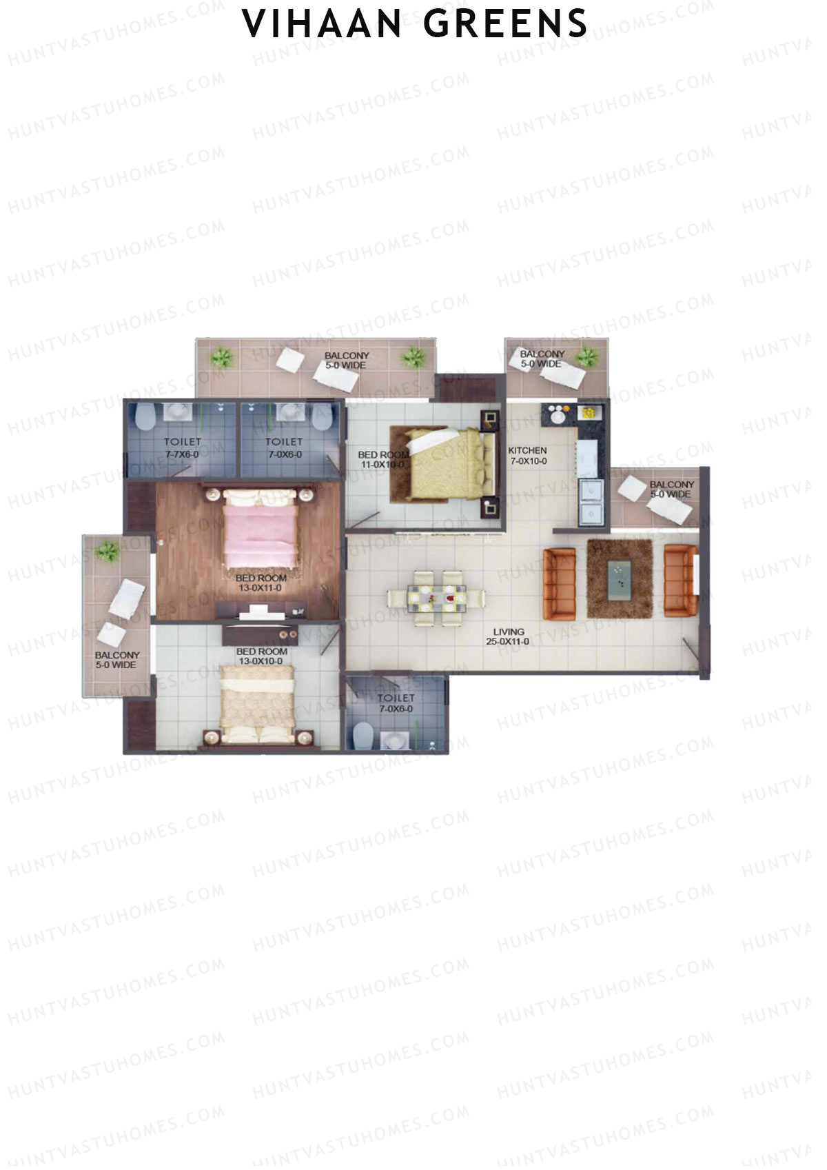 Vihaan Greens Tower C Unit 3 (Type 3B) Floor Plan
