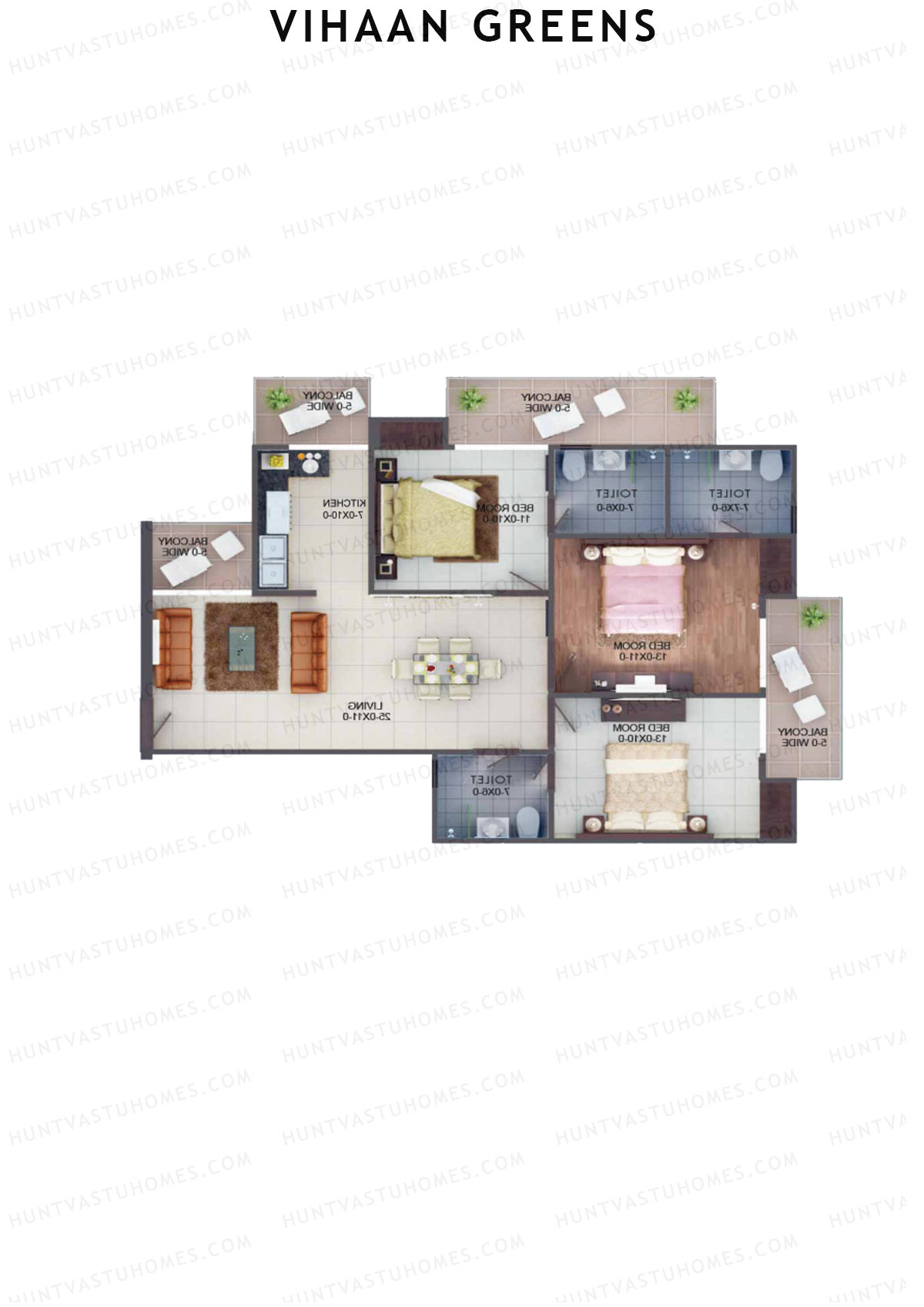 Vihaan Greens Tower C Unit 4 (Type 3B) Floor Plan