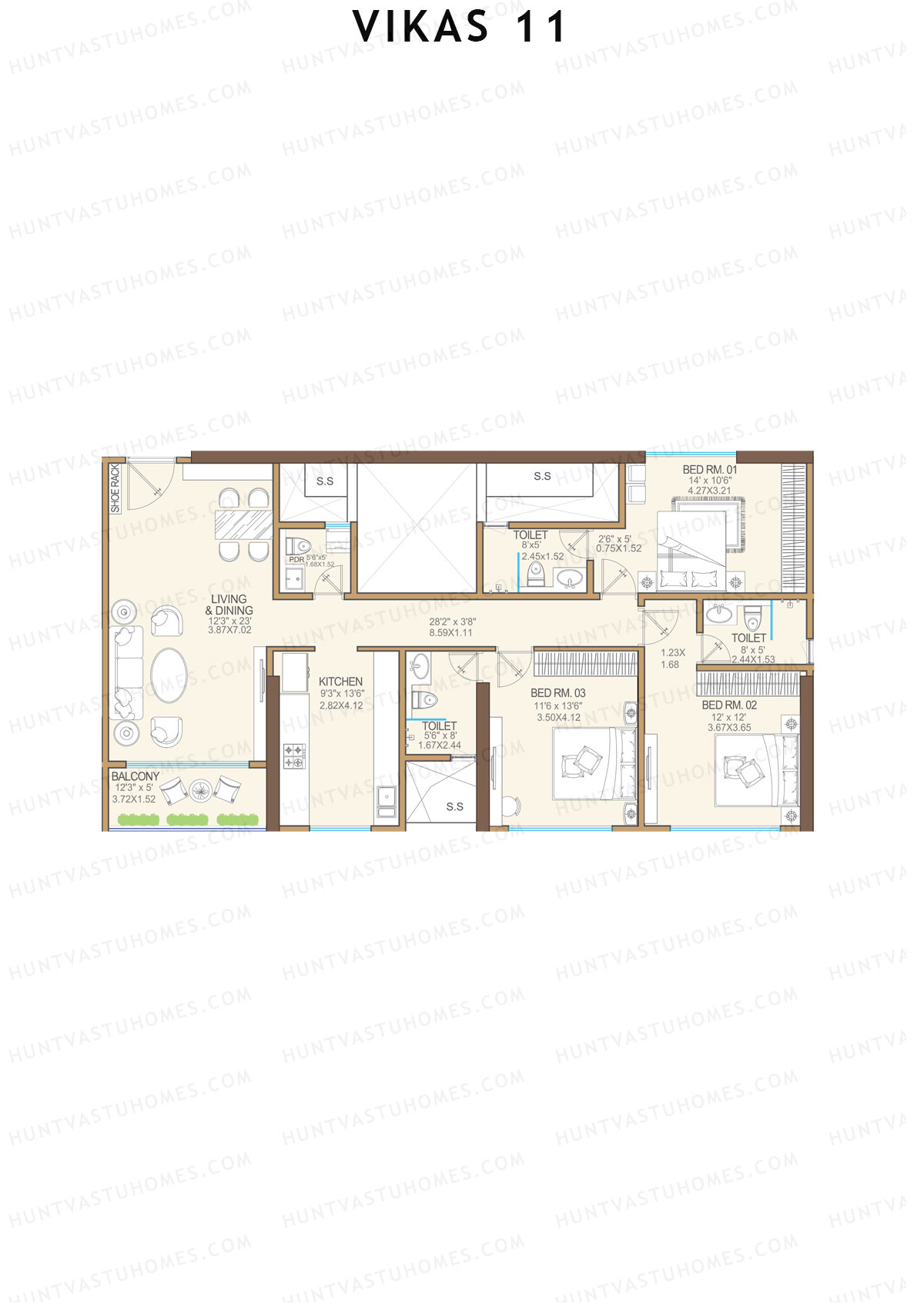 Vikas 11 Tower A Unit 2 Floor Plan