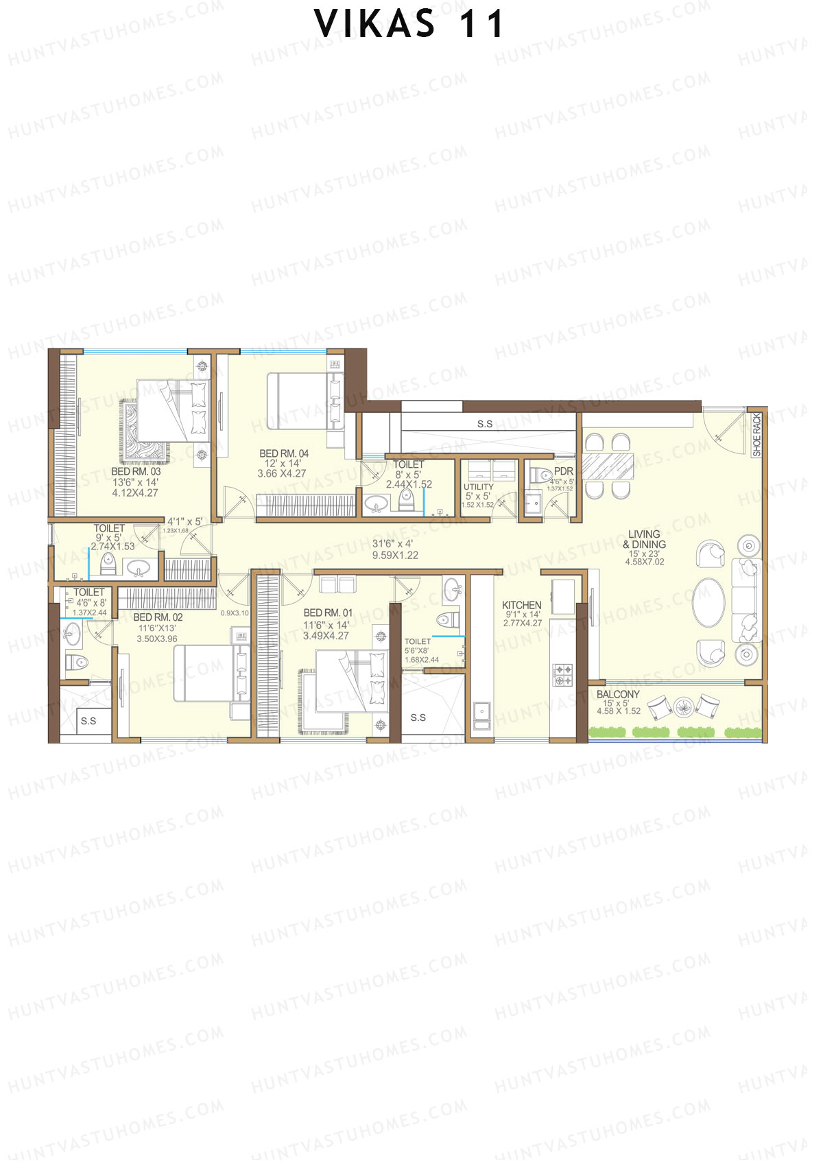 Vikas 11 Tower A Unit 3 Floor Plan