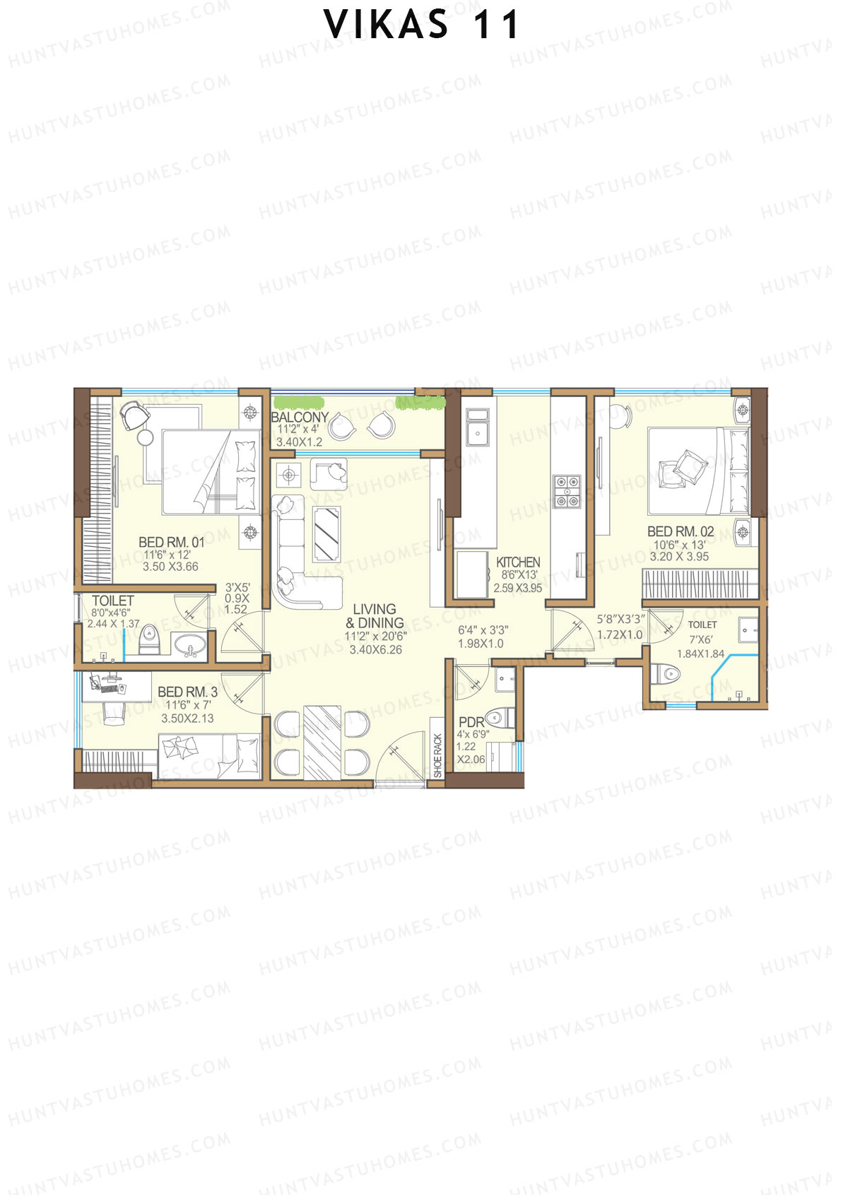 Vikas 11 Tower B Unit 1 Floor Plan