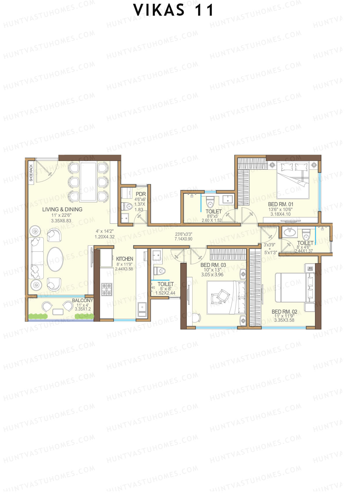 Vikas 11 Tower B Unit 3 Floor Plan