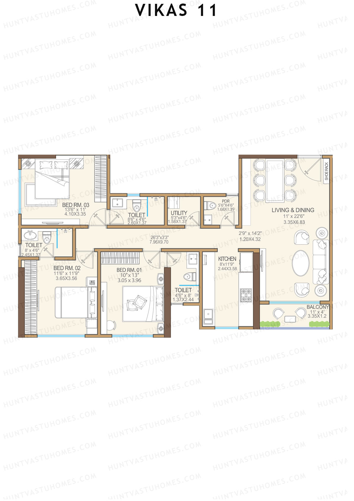 Vikas 11 Tower B Unit 4 Floor Plan