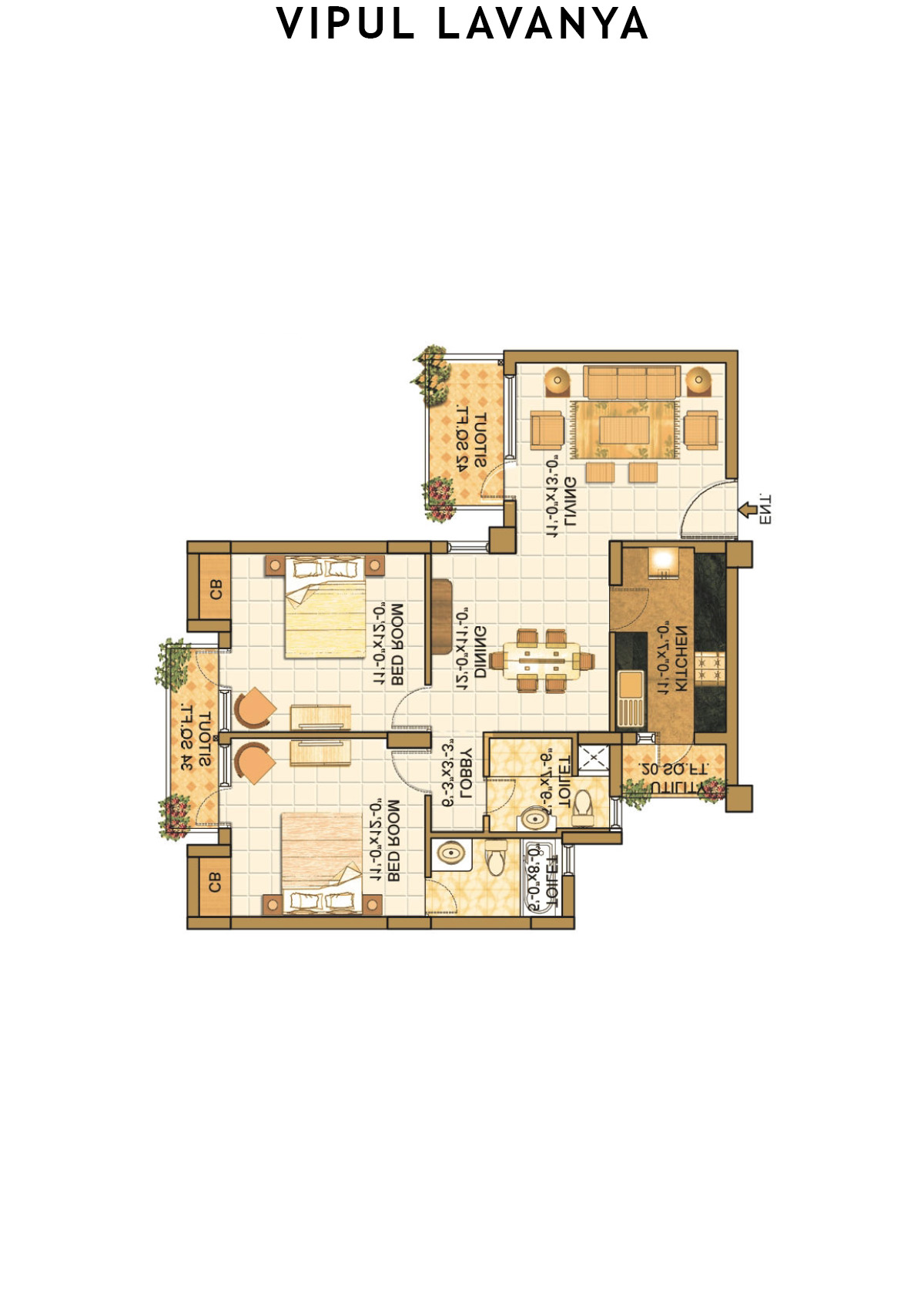 Vipul Lavanya Tower 10 Unit 4 (Type A) Floor Plan