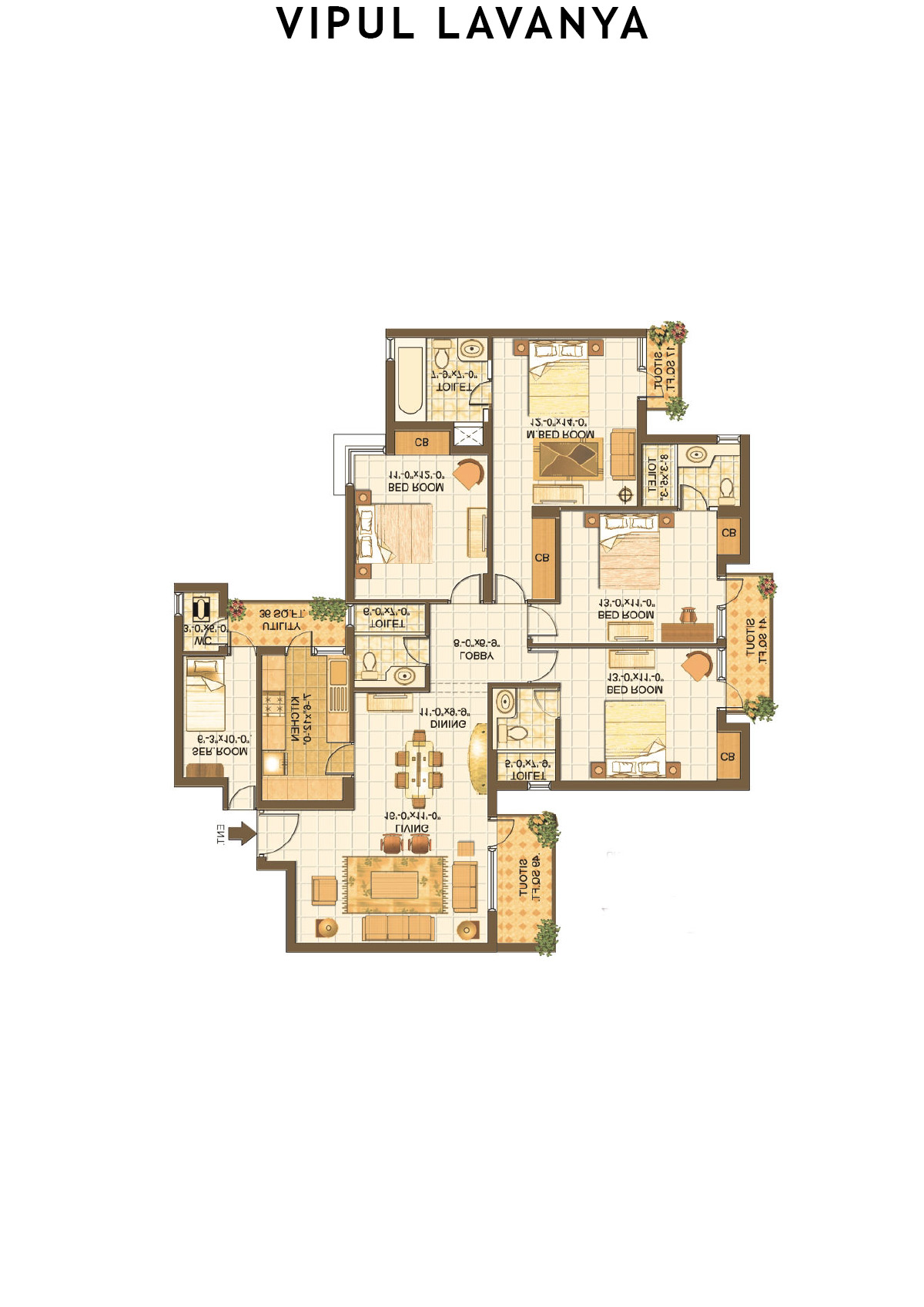 Vipul Lavanya Tower 1 Unit 1 Floor Plan
