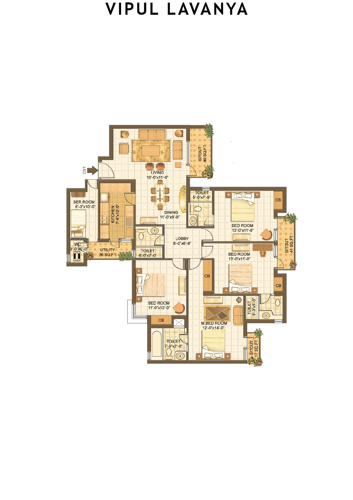 Vipul Lavanya Tower 1 Unit 2 Floor Plan