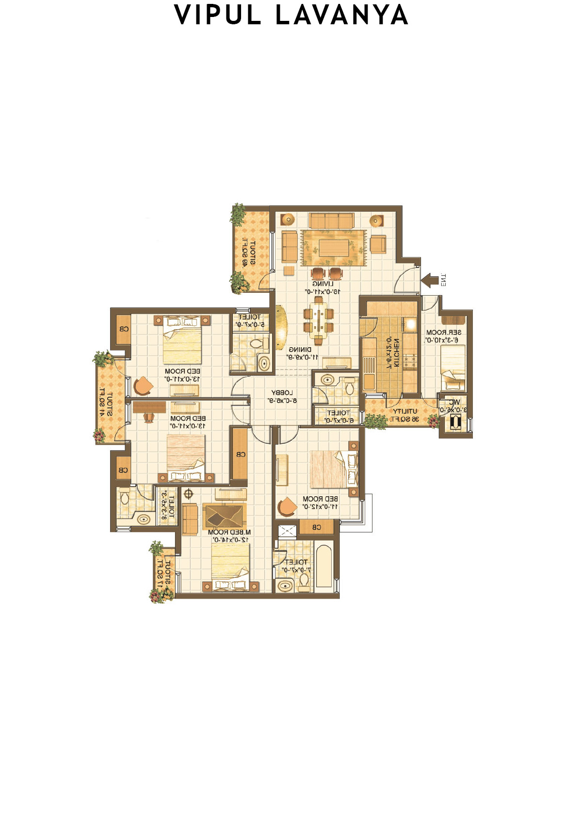 Vipul Lavanya Tower 1 Unit 3 Floor Plan