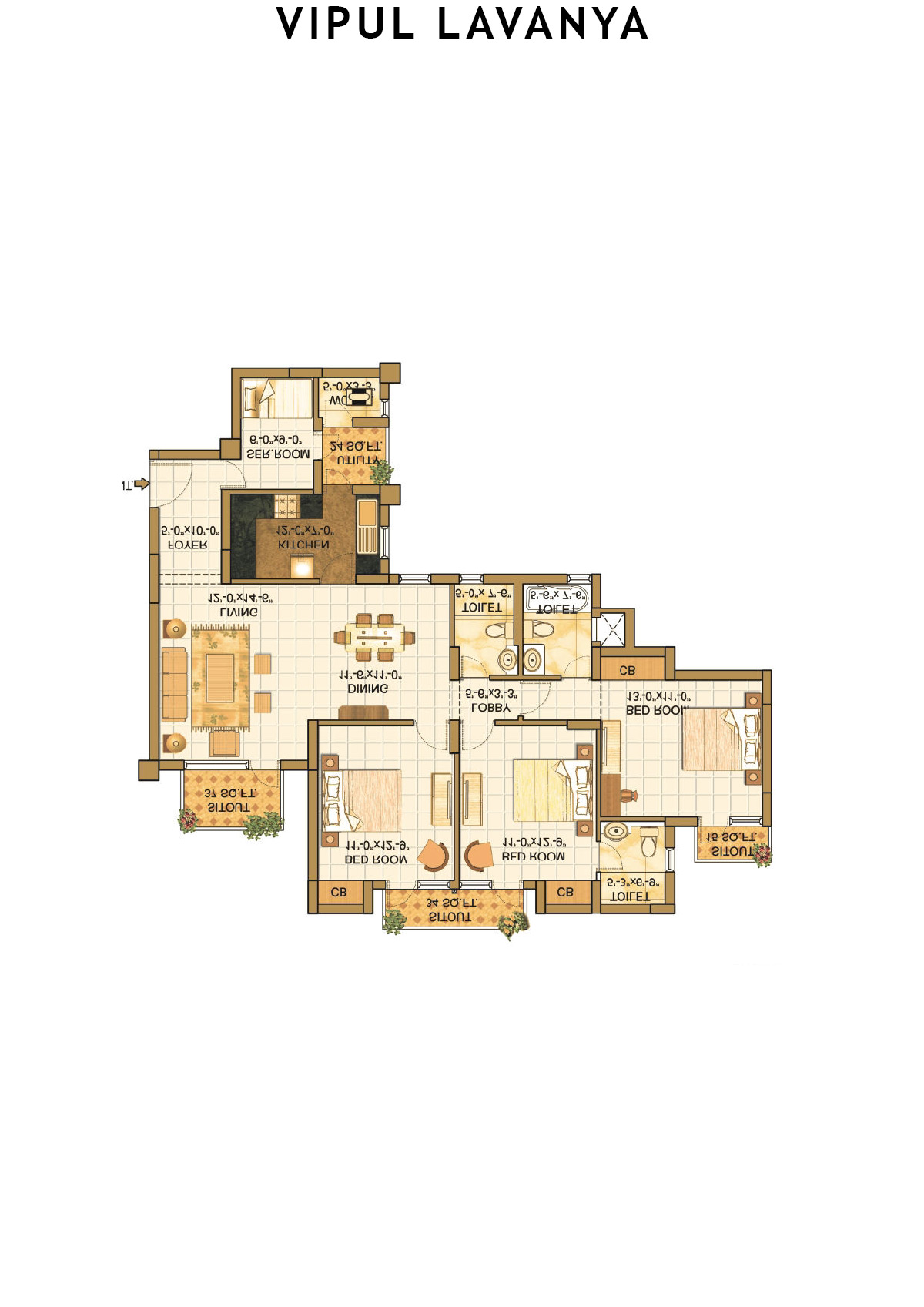 Vipul Lavanya Tower 2 Unit 4 Floor Plan