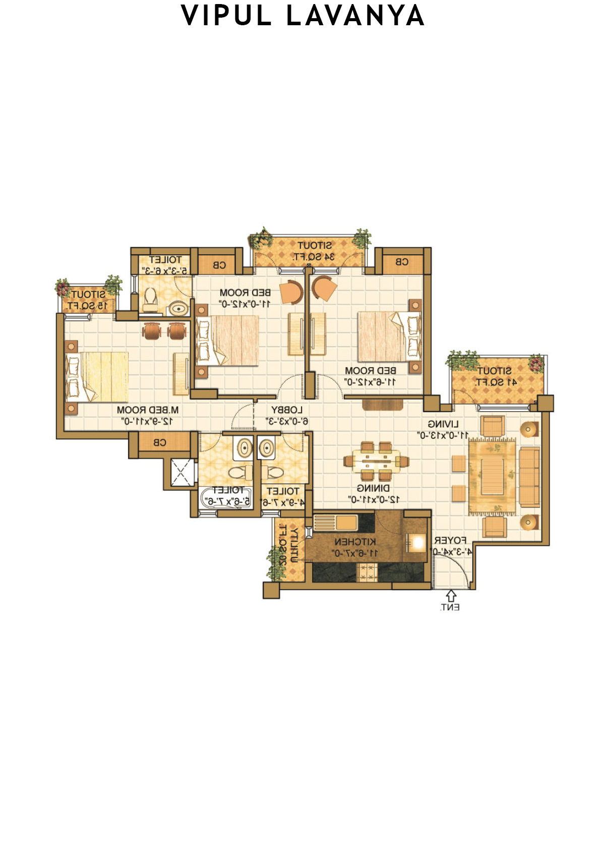 Vipul Lavanya Tower 8 Unit 2 (Type A) Floor Plan