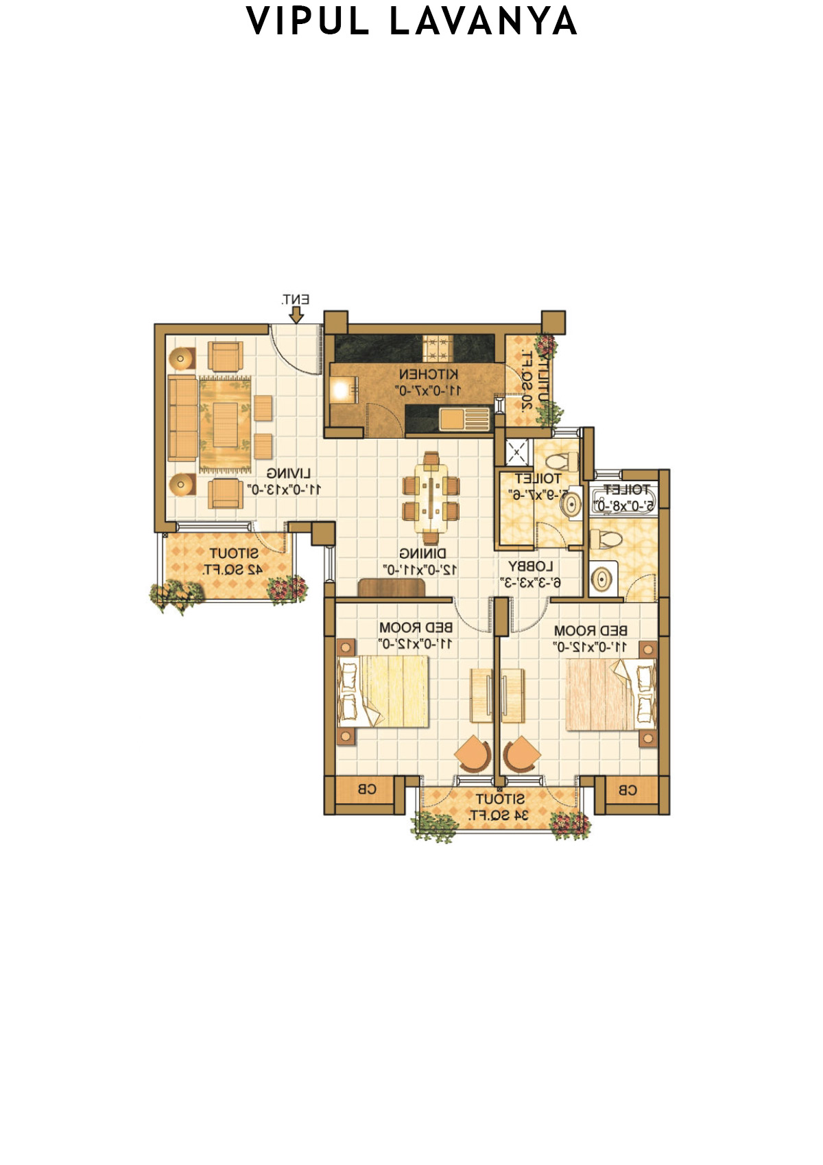 Vipul Lavanya Tower 8 Unit 4 (Type A) Floor Plan