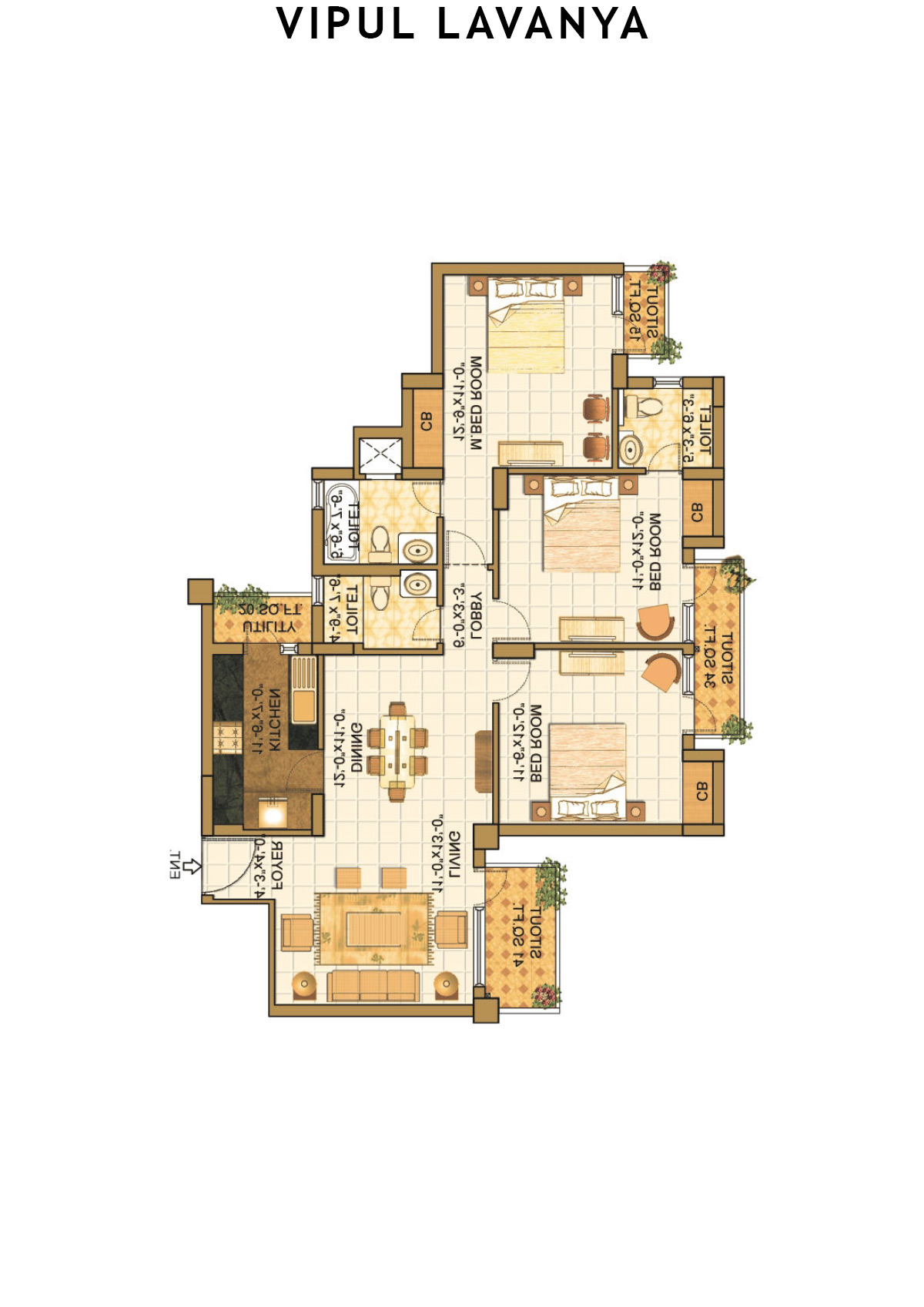 Vipul Lavanya Tower 9 Unit 2 (Type A) Floor Plan
