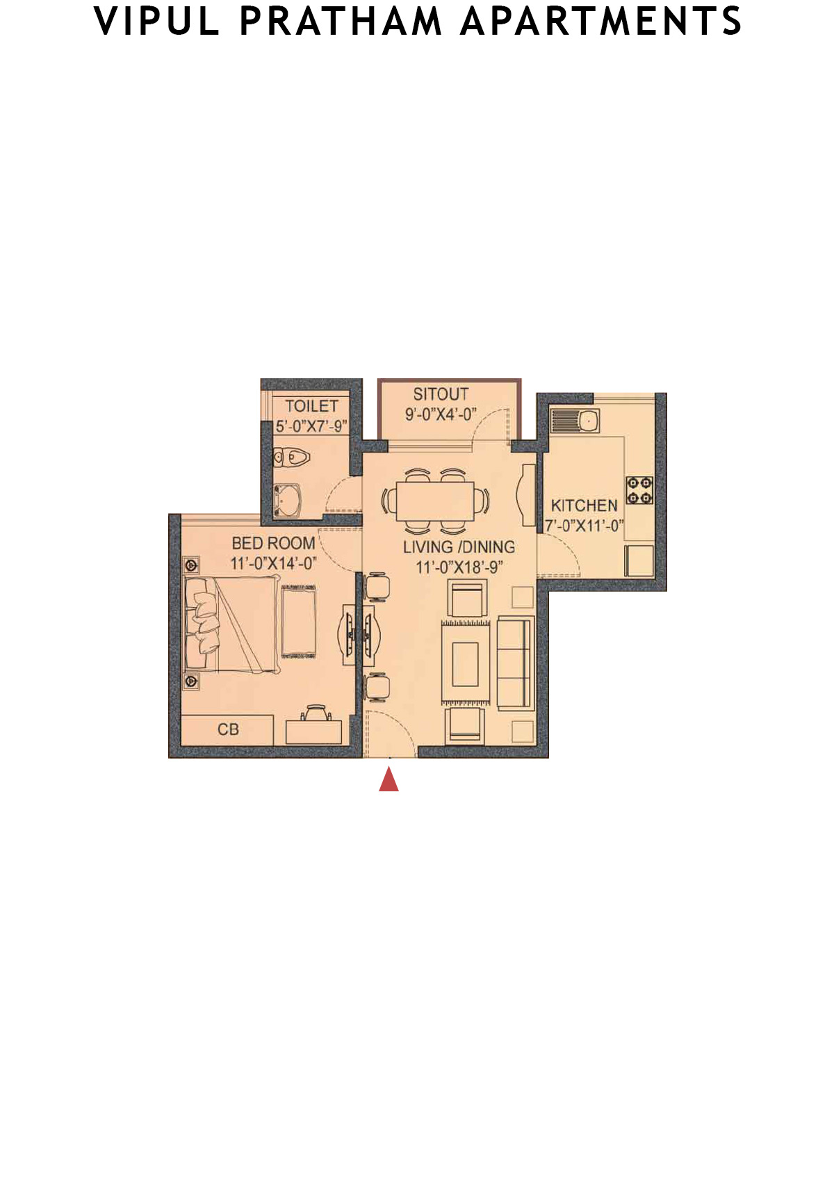 Vipul Pratham Apartments Tower 1 Unit 3 (Type A) Floor Plan