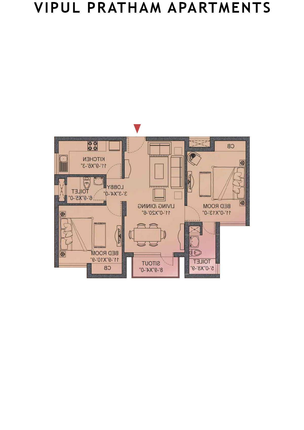 Vipul Pratham Apartments Tower 1 Unit 6 (Type C) Floor Plan