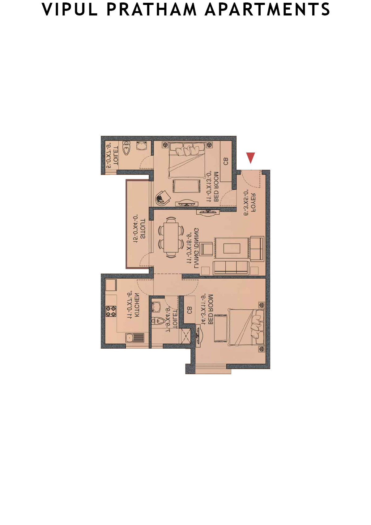 Vipul Pratham Apartments Tower 2 Unit 4 (Type D) Floor Plan