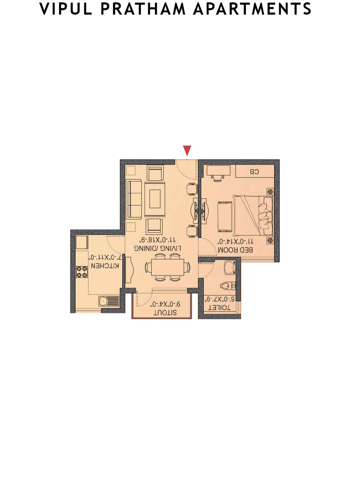 Vipul Pratham Apartments Tower 3 Unit 3 (Type A) Floor Plan