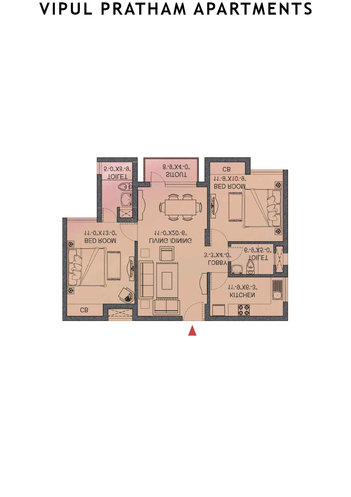 Vipul Pratham Apartments Tower 3 Unit 6 (Type C) Floor Plan