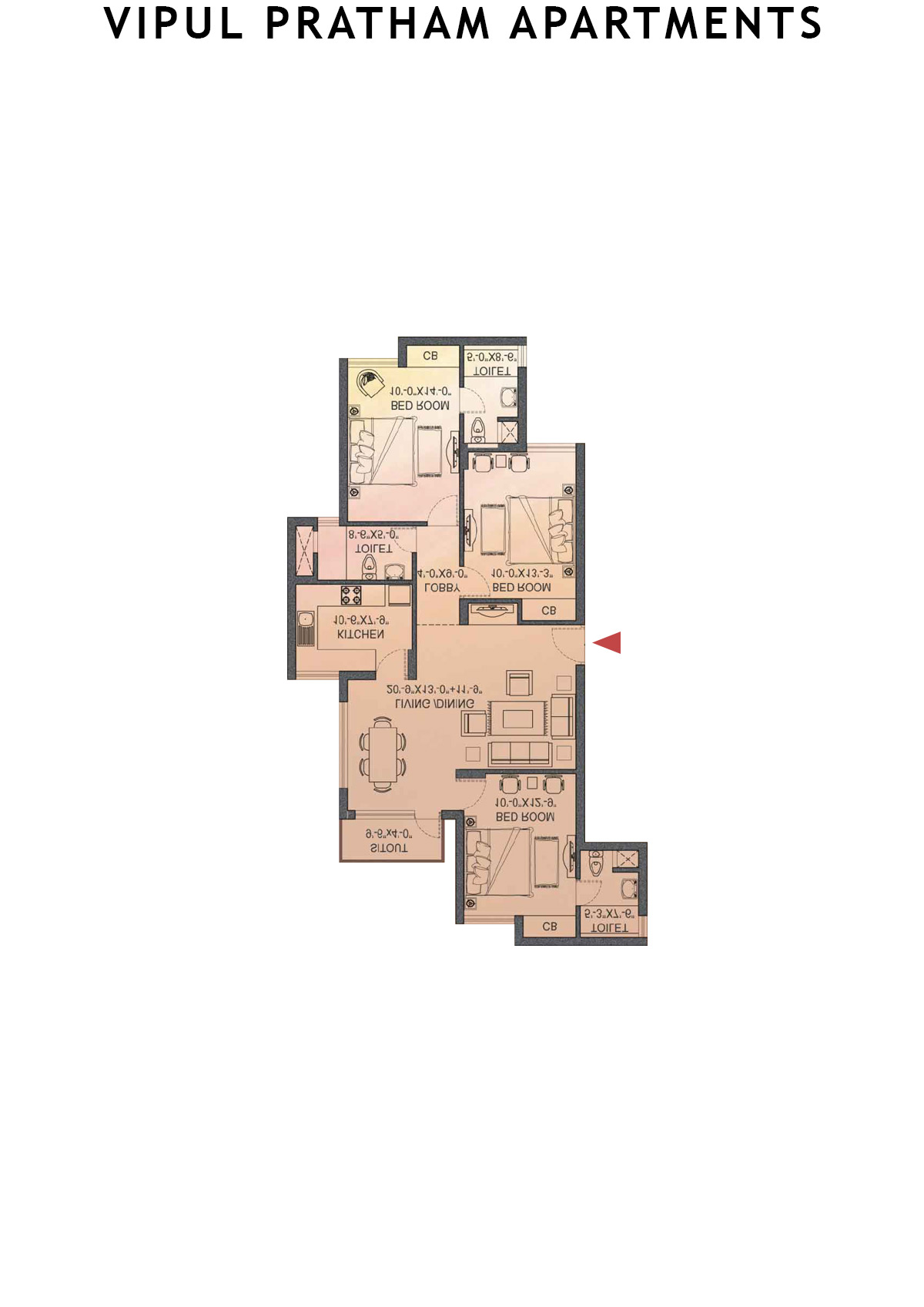 Vipul Pratham Apartments Tower 4 Unit 5 (Type G) Floor Plan